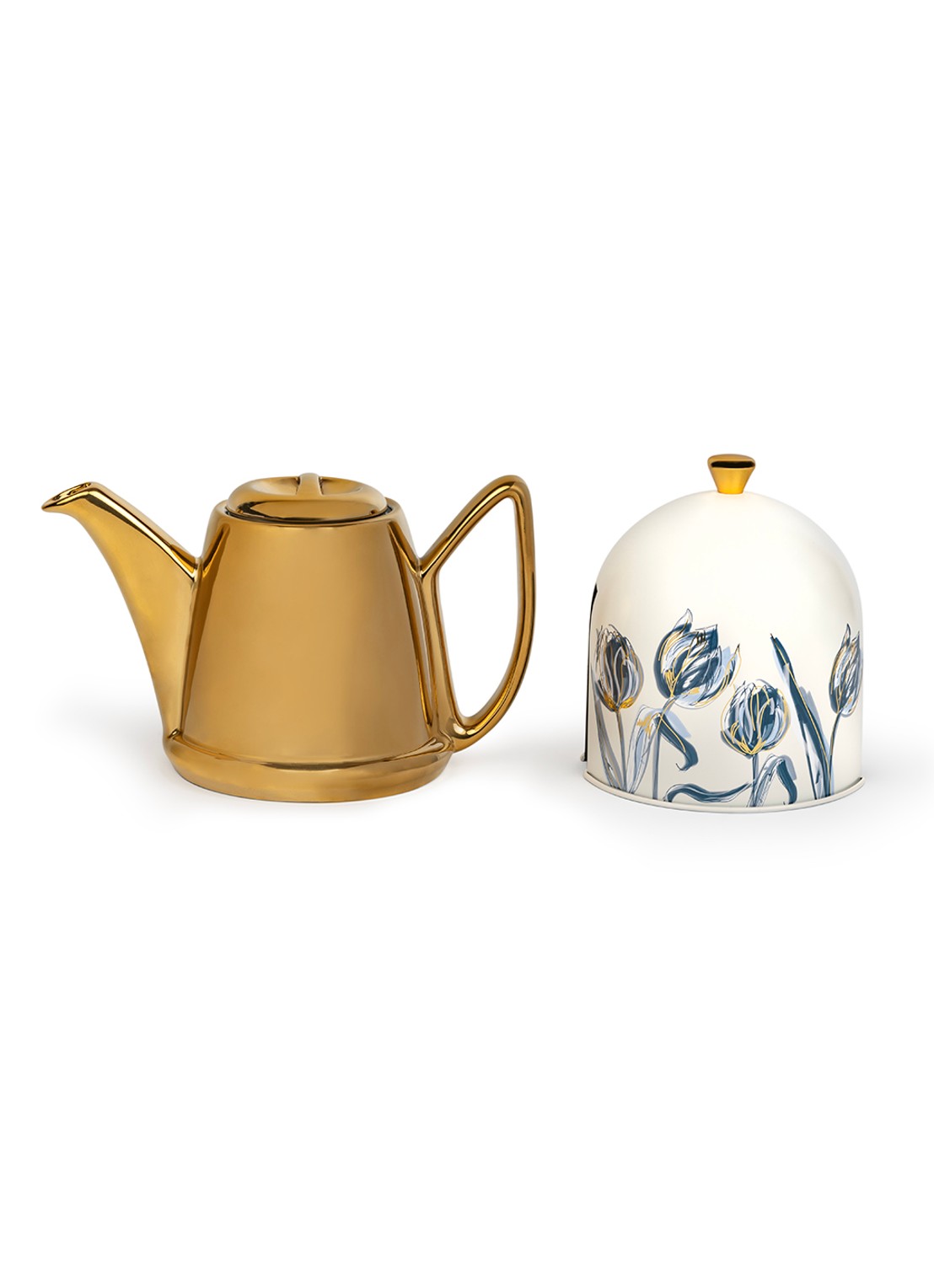 Bredemeijer Manto theepot met theemuts 1,1 liter - voorkant 2 goud