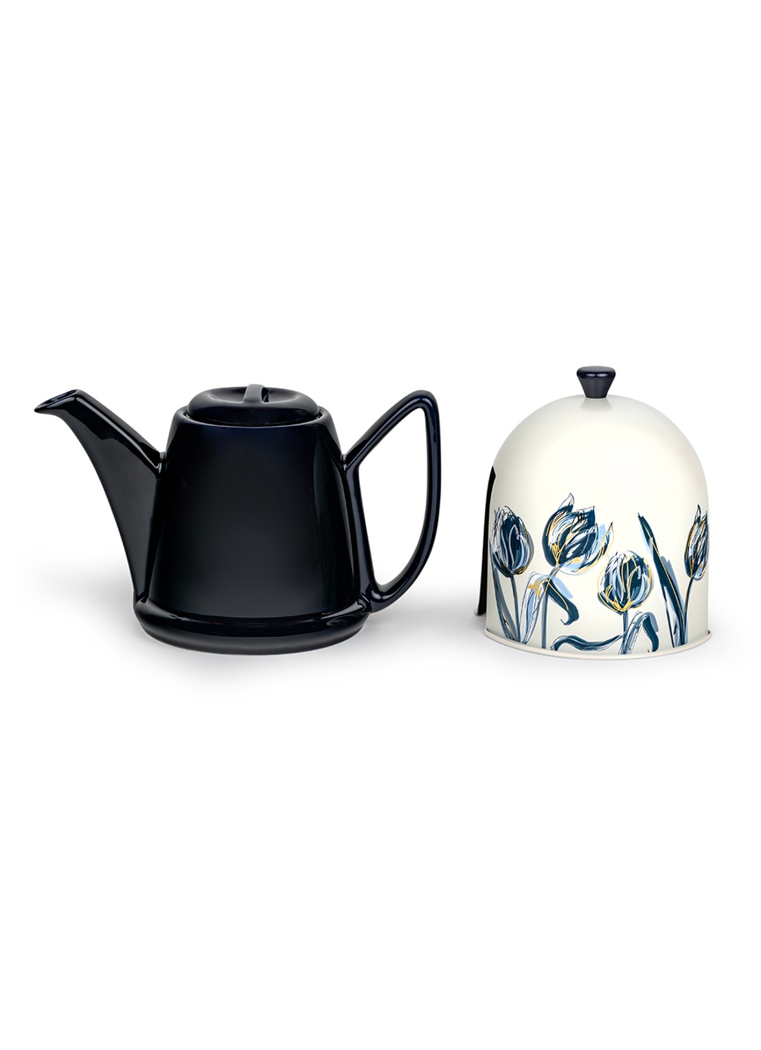 Bredemeijer Manto theepot met theemuts 1,1 liter - voorkant 5 zwart
