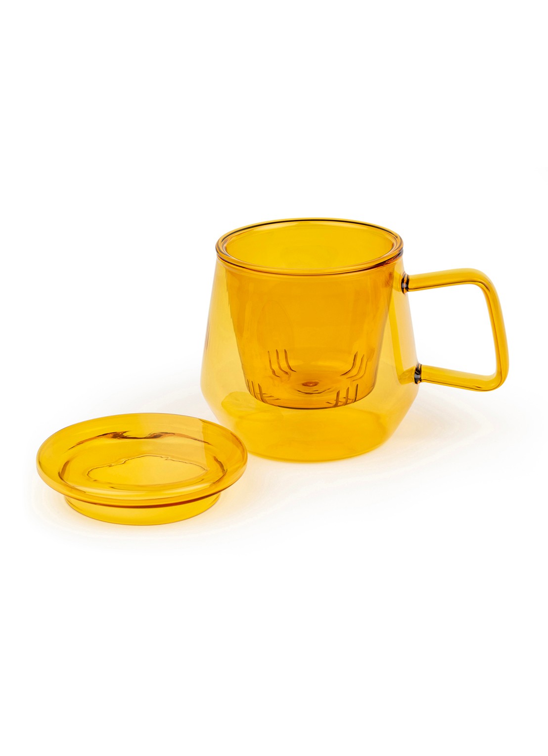 Bredemeijer Tea For One Livorno kopje met theetip en filter 29 cl 3-delig - achterkant oranjebruin