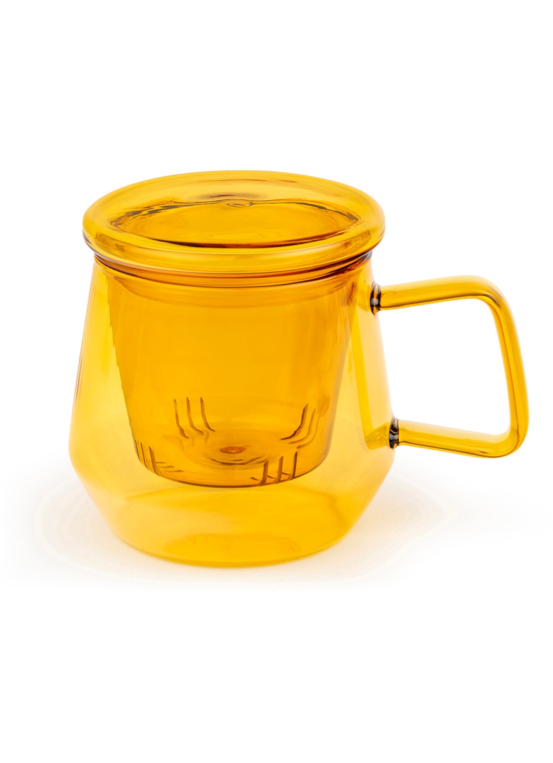 Bredemeijer Tea For One Livorno kopje met theetip en filter 29 cl 3-delig - voorkant 2 oranjebruin