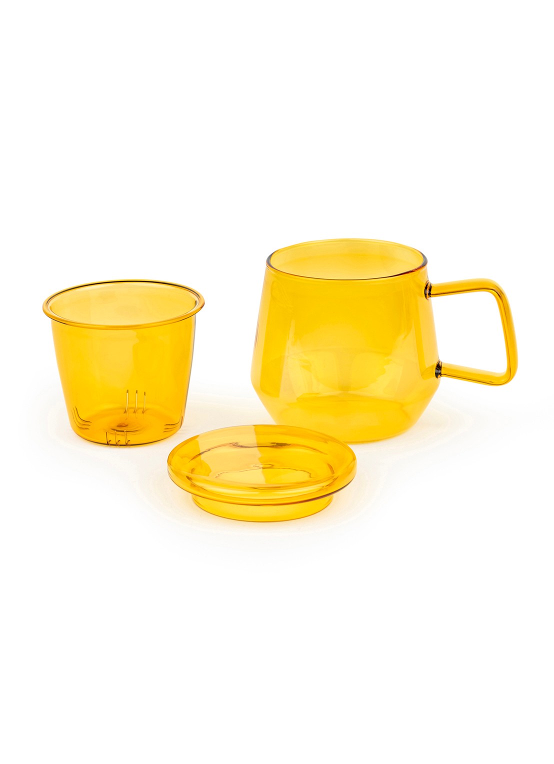 Bredemeijer Tea For One Livorno kopje met theetip en filter 29 cl 3-delig - voorkant 3 oranjebruin
