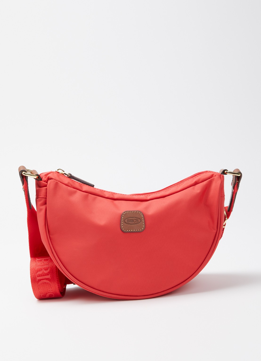 Bric's Halfmoon Small crossbodytas met logo - voorkant 4 koraalrood
