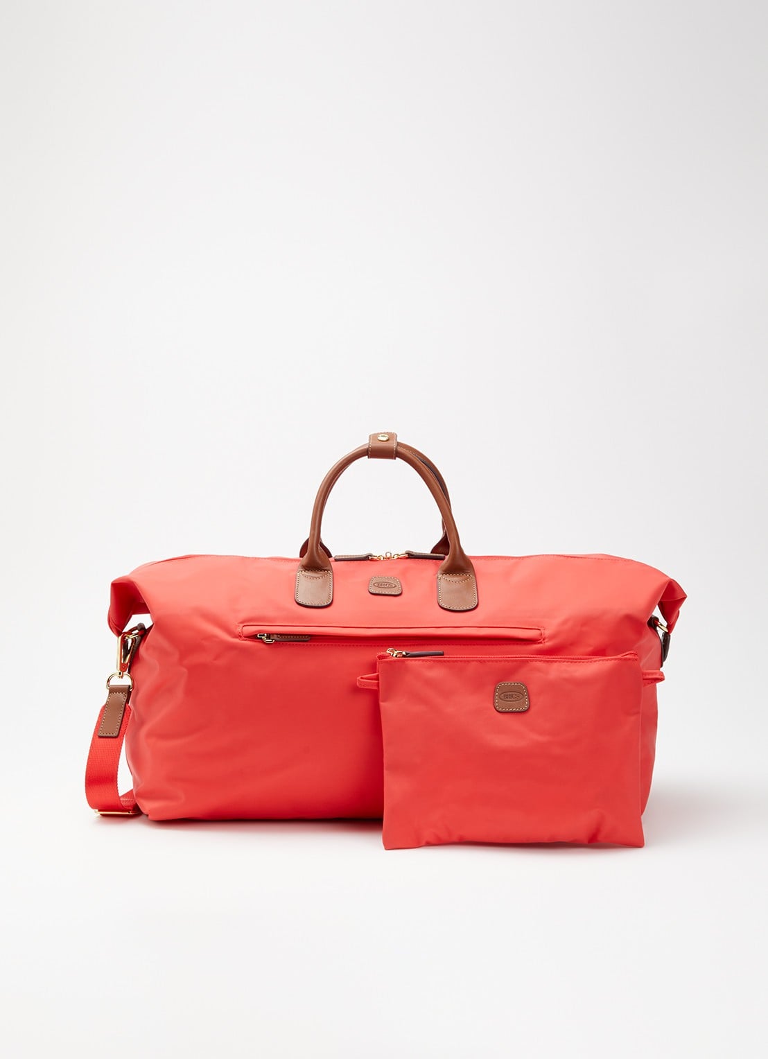 Bric's Holdall weekendtas met logo en uitneembaar etui - voorkant 3 koraal