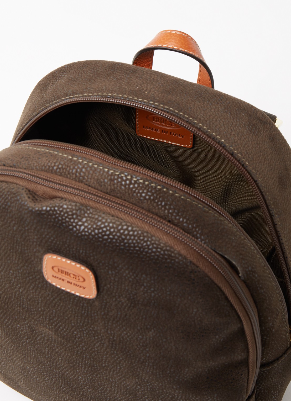 Bric's Serena rugzak met leren details - detail 2 donkerbruin
