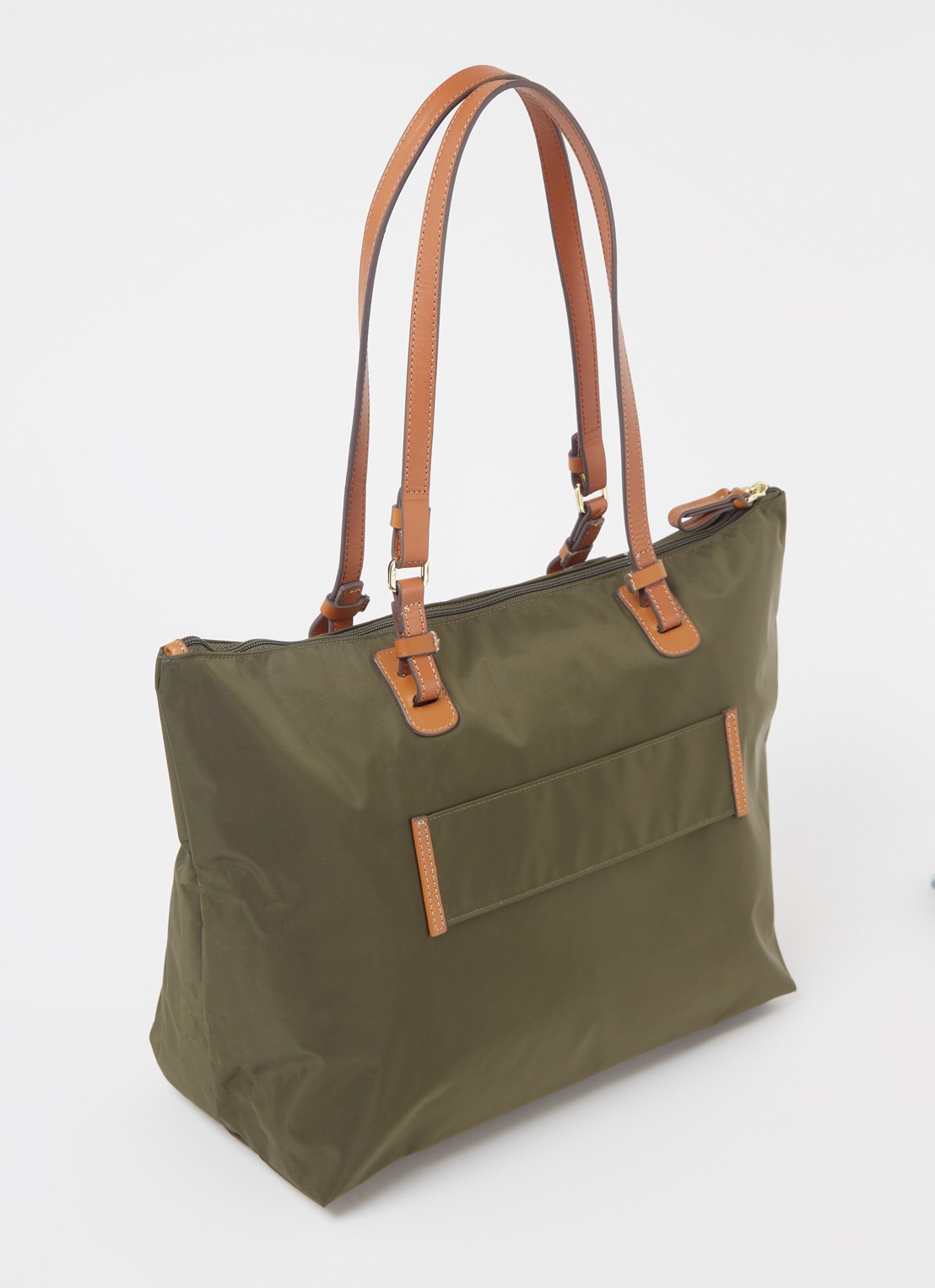 Bric's Shopper met leren details en uitneembaar etui - achterkant 3 bronsgroen