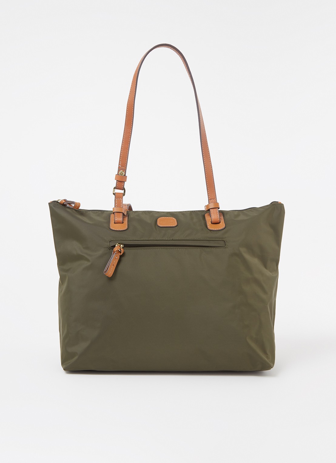 Bric's Shopper met leren details en uitneembaar etui - voorkant 4 bronsgroen