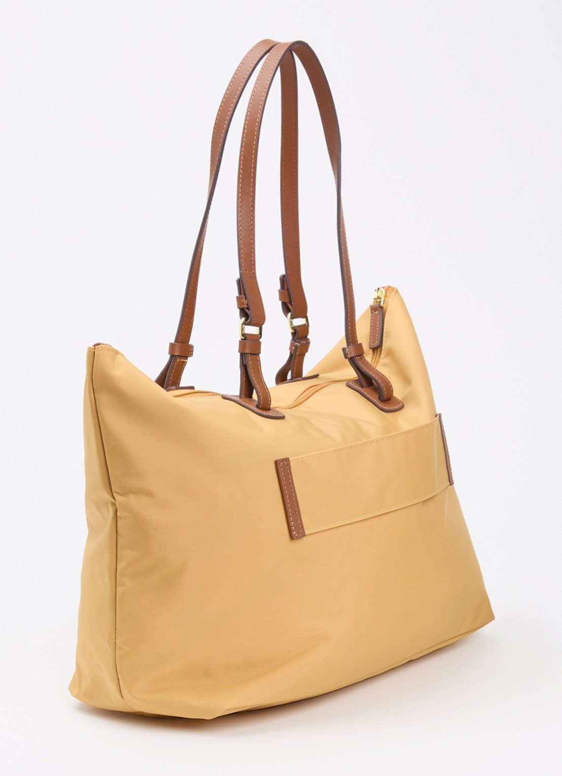 Bric's Sportina Large shopper met leren details en uitneembaar etui - achterkant okergeel