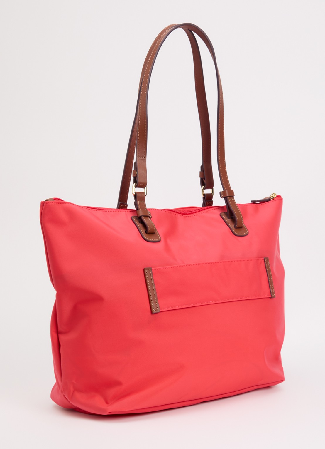Bric's Sportina Large shopper met leren details en uitneembaar etui - achterkant 2 koraalrood