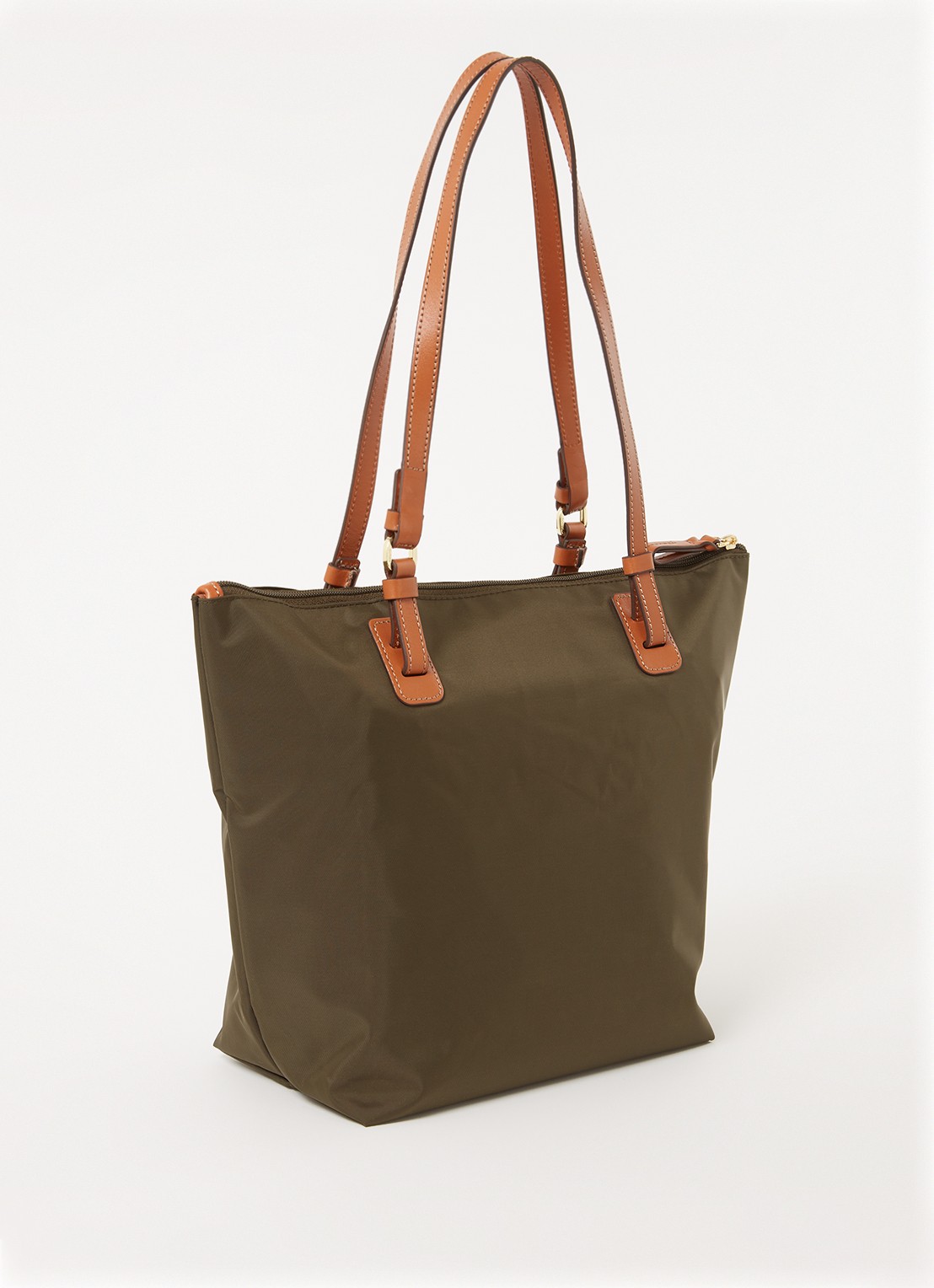 Bric's X-Bag schoudertas met leren details en uitneembaar etui - achterkant donkergroen
