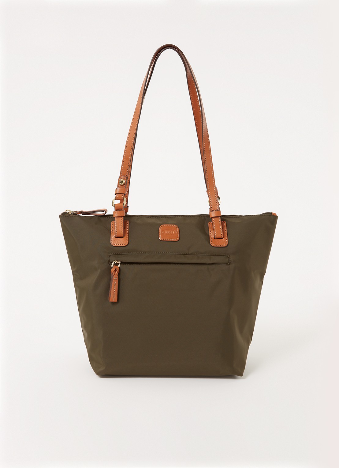 Bric's X-Bag schoudertas met leren details en uitneembaar etui - voorkant 2 donkergroen