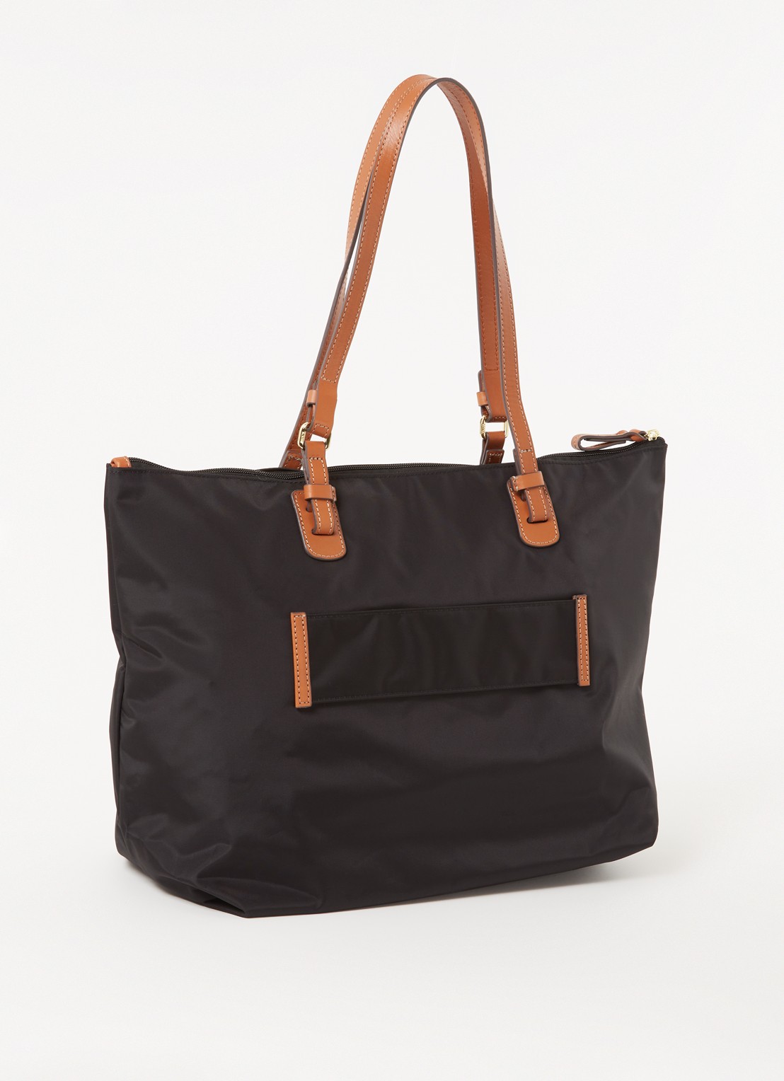 Bric's X-Bag shopper met leren details - achterkant 3 zwart