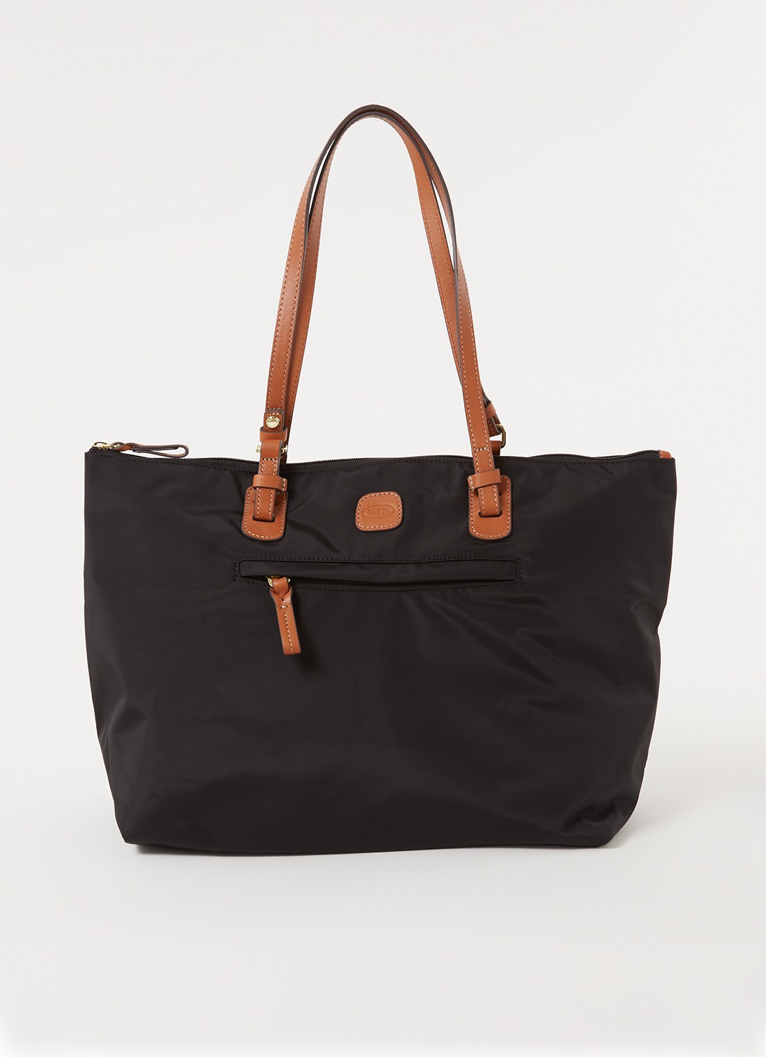 Bric's X-Bag shopper met leren details - voorkant 4 zwart