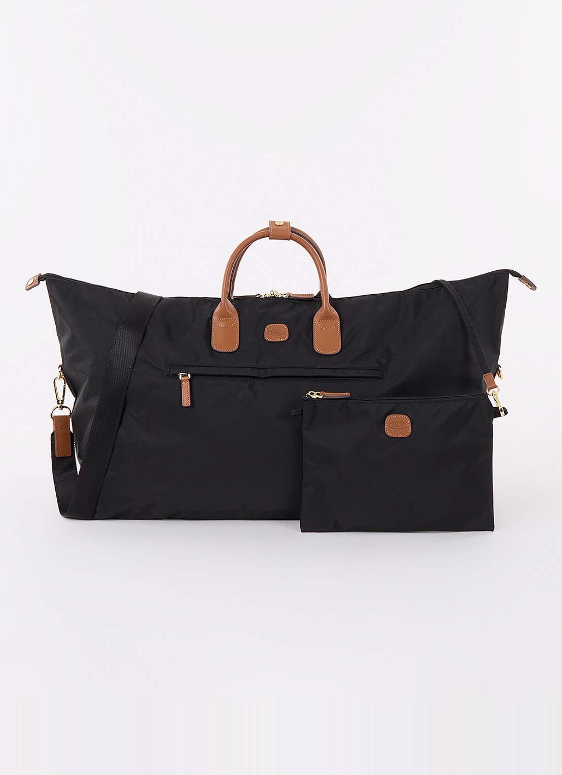 Bric's X-Collection Holdall weekendtas met leren details en uitneembaar etui - voorkant 2 zwart