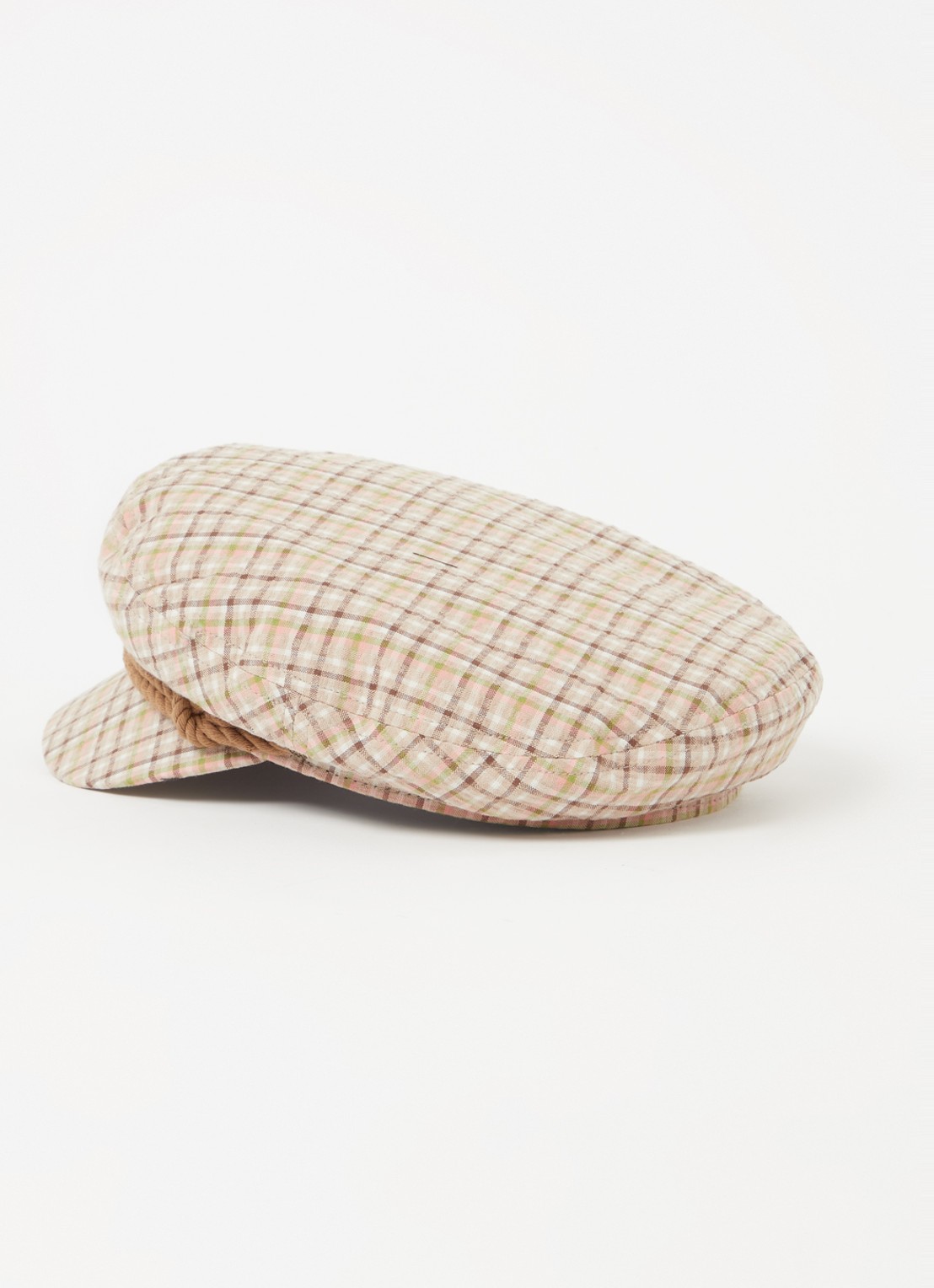 Brixton Fiddler pet met ruitdessin - detail 2 donkerbeige