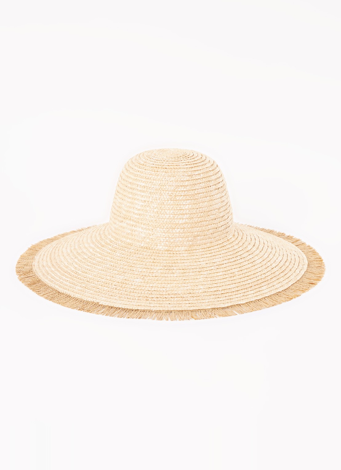 Brixton Hoed van raffia met gerafelde zoom - voorkant donkerbeige