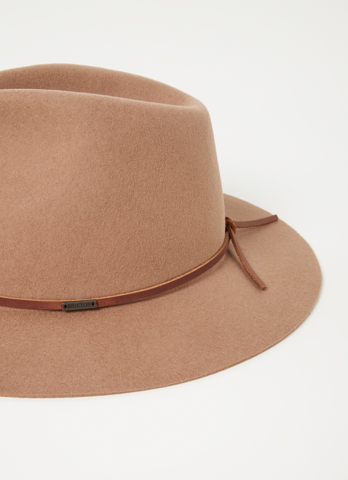 Brixton Wesley Fedora hoed van wol - detail camel