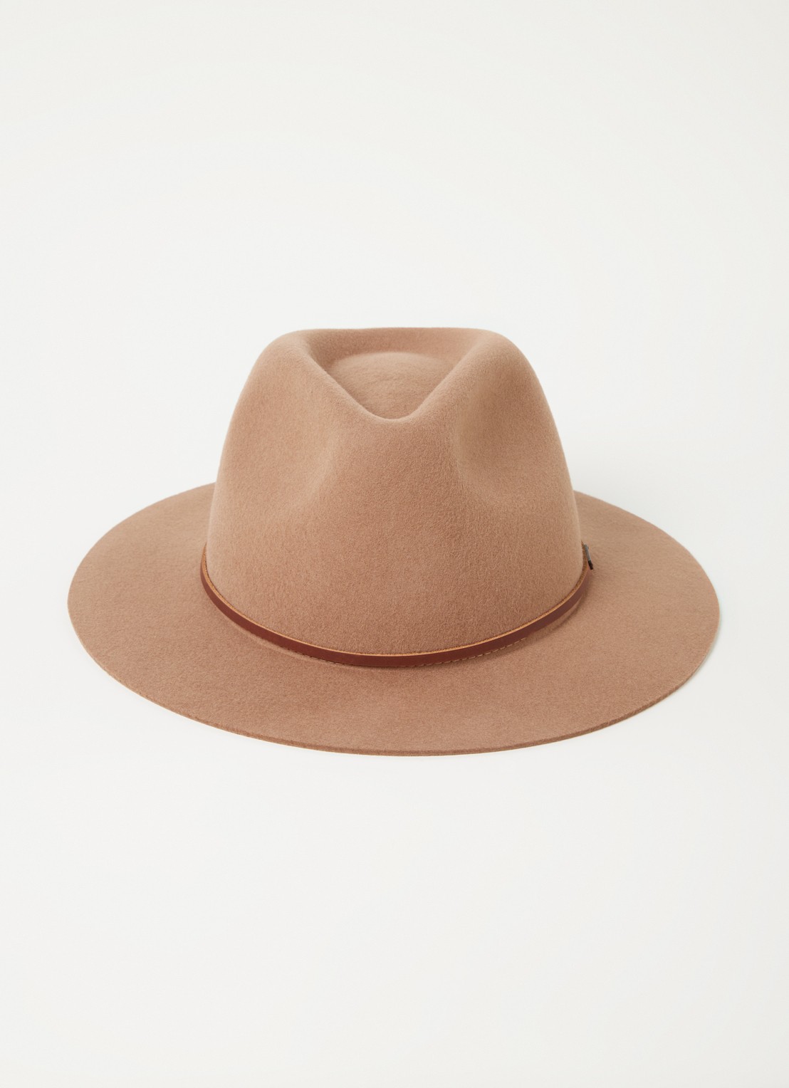 Brixton Wesley Fedora hoed van wol - voorkant 2 camel