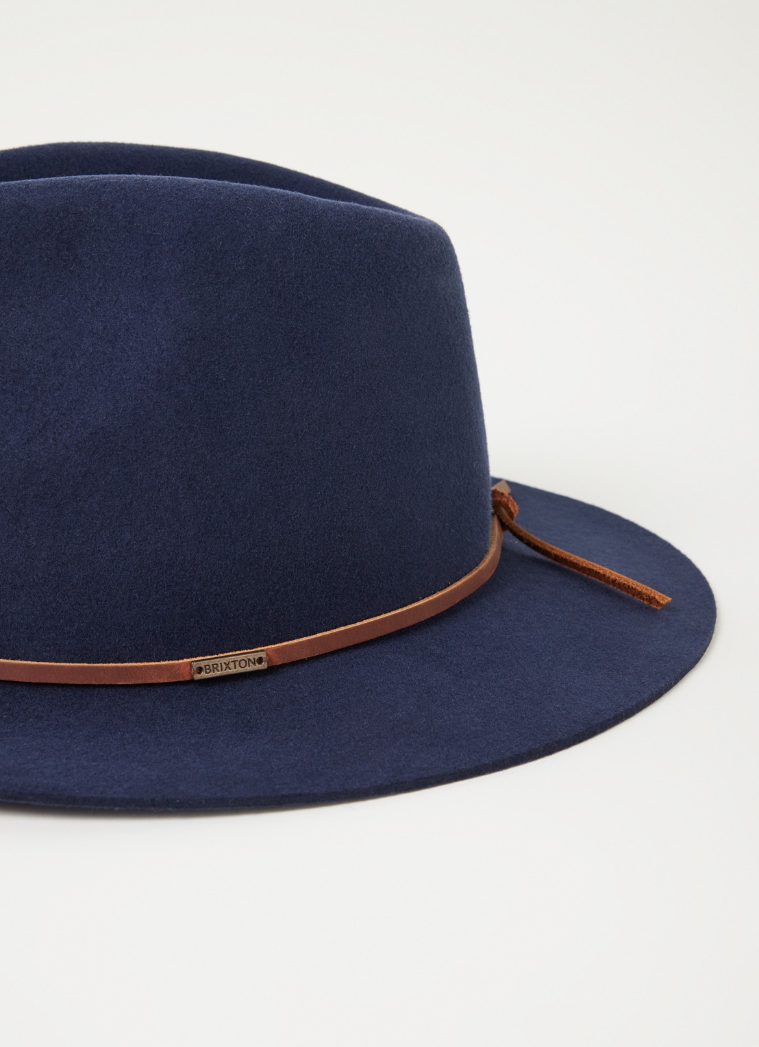 Brixton Wesley Fedora hoed van wol - detail donkerblauw