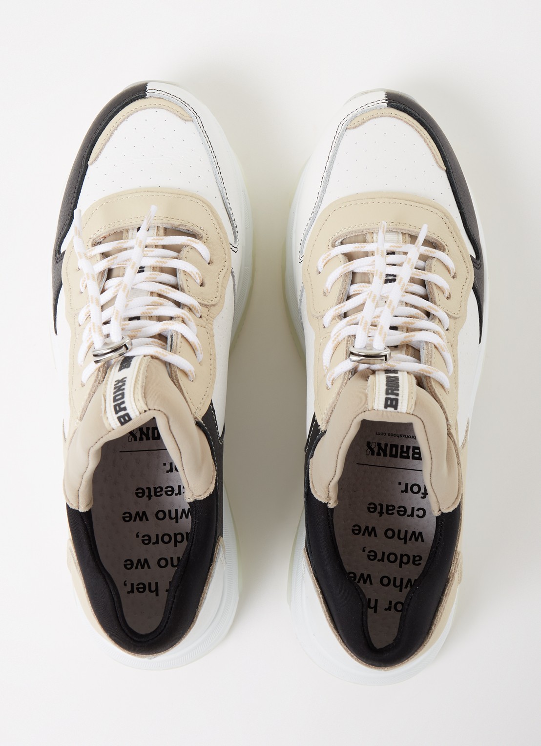 Bronx Baisley sneaker met leren details - detail 4 wit