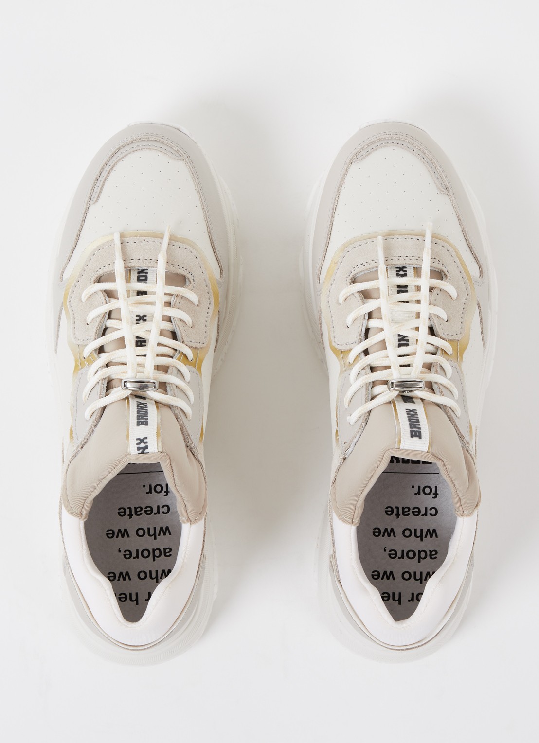 Bronx Baisley sneaker met leren details - detail 4 gebroken wit