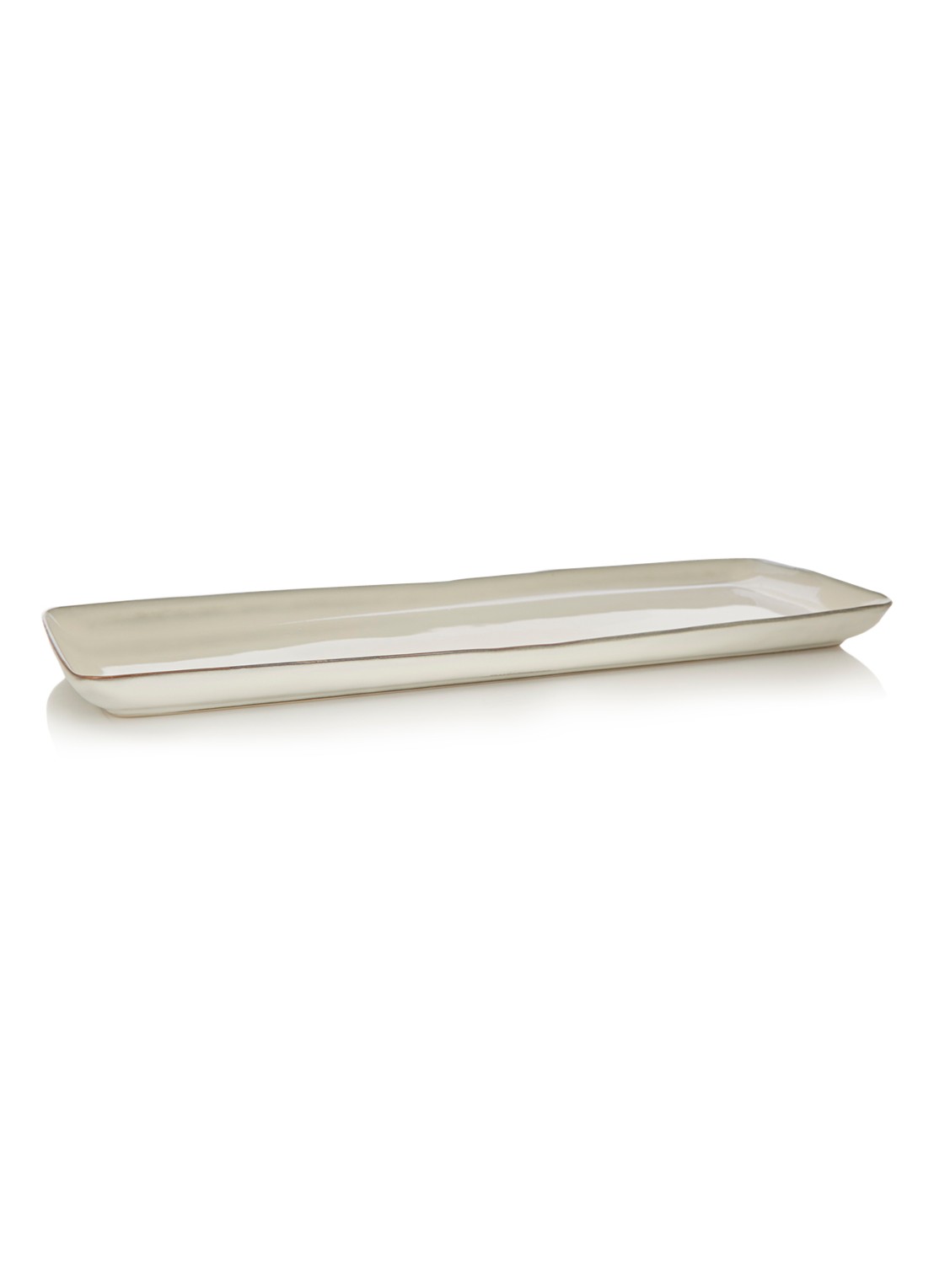 Broste Copenhagen Nordic Sand serveerschaal van aardewerk 36 cm - voorkant lichtgrijs