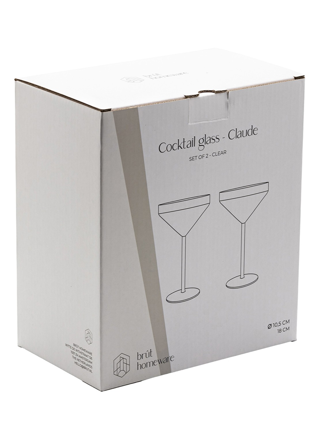 Brût Homeware Claude cocktailglas set van 2 - detail transparant