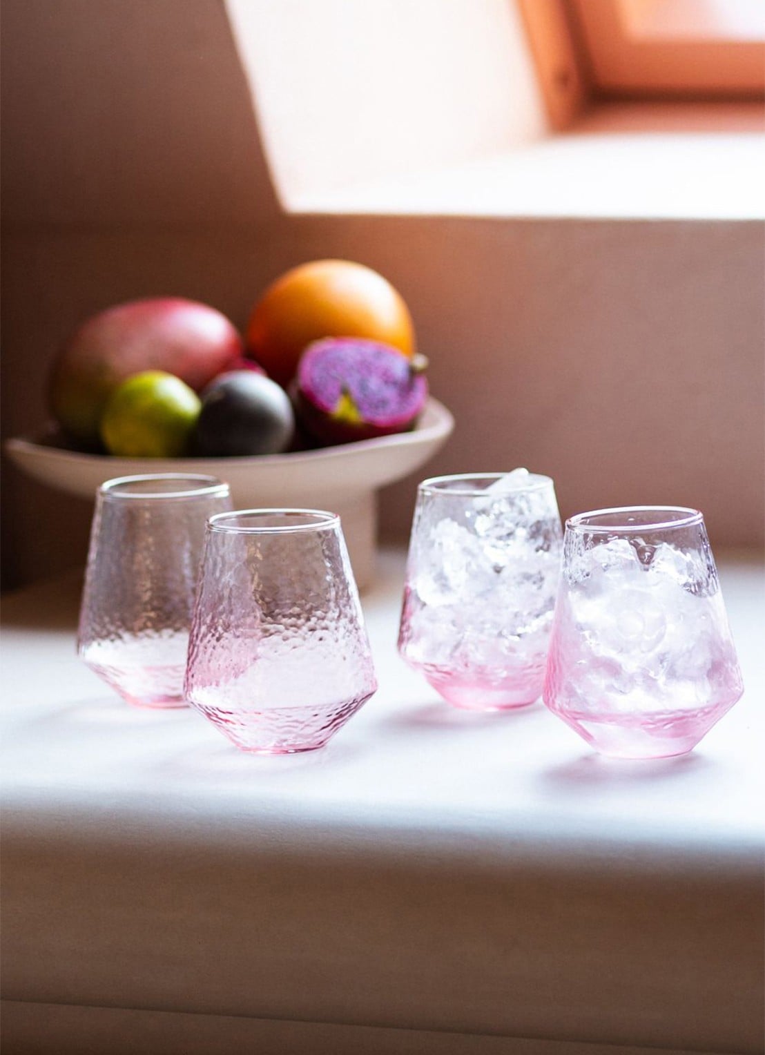 Brût Homeware Claude glas set van 4 - voorkant 2 roze