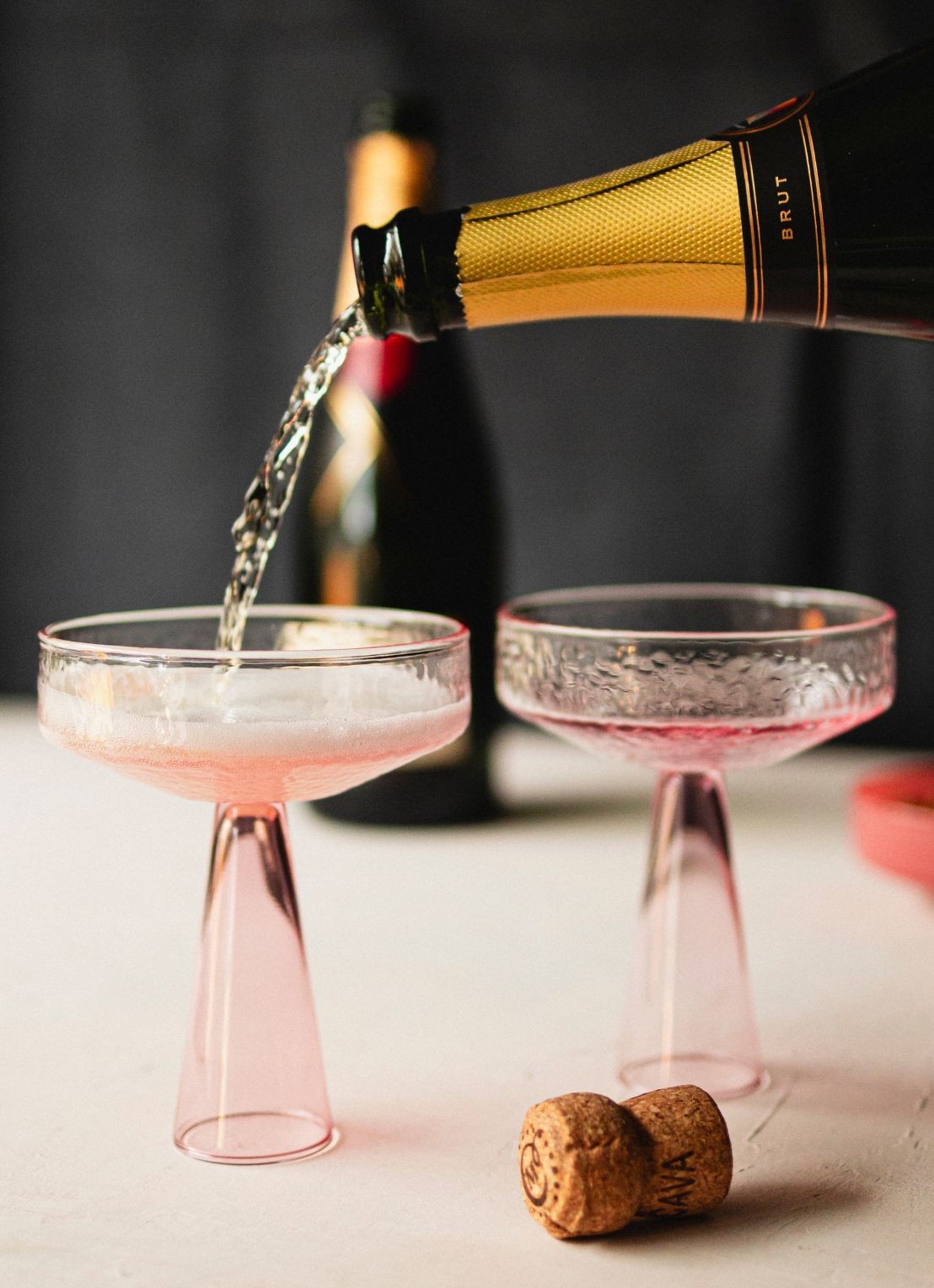 Brût Homeware Coupe glas 22,5 cl set van 2  - detail 2 roze