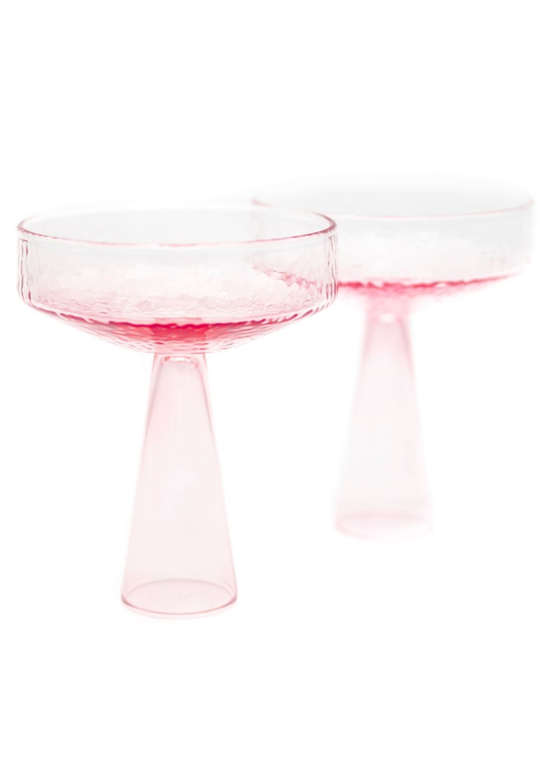 Brût Homeware Coupe glas 22,5 cl set van 2  - voorkant 7 roze
