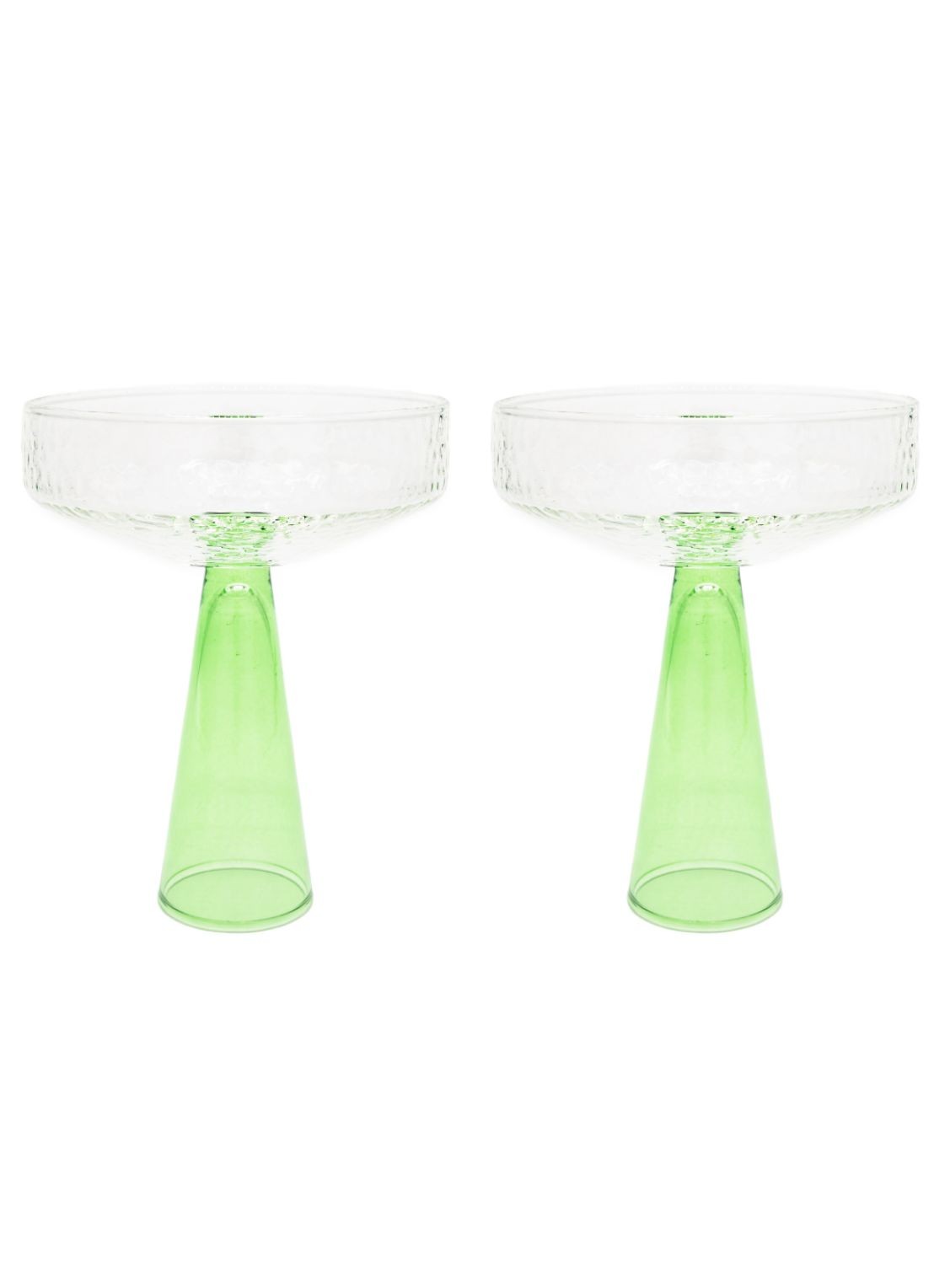Brût Homeware Coupe glas 22,5 cl set van 2  - voorkant groen