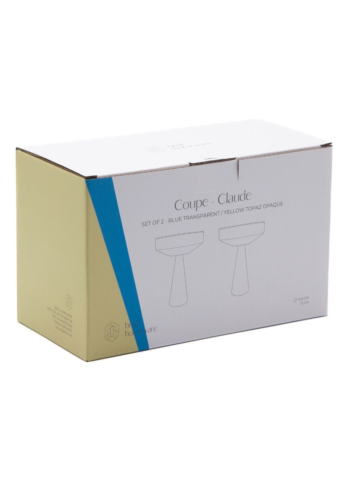 Brût Homeware Coupe glas 22,5 cl set van 2  - detail geel