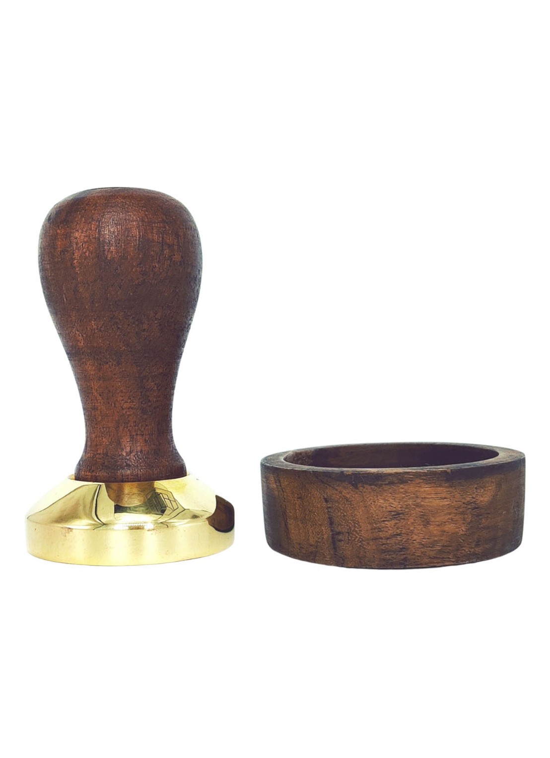 Brût Homeware Espresso tamper met houder - voorkant 2 bruin