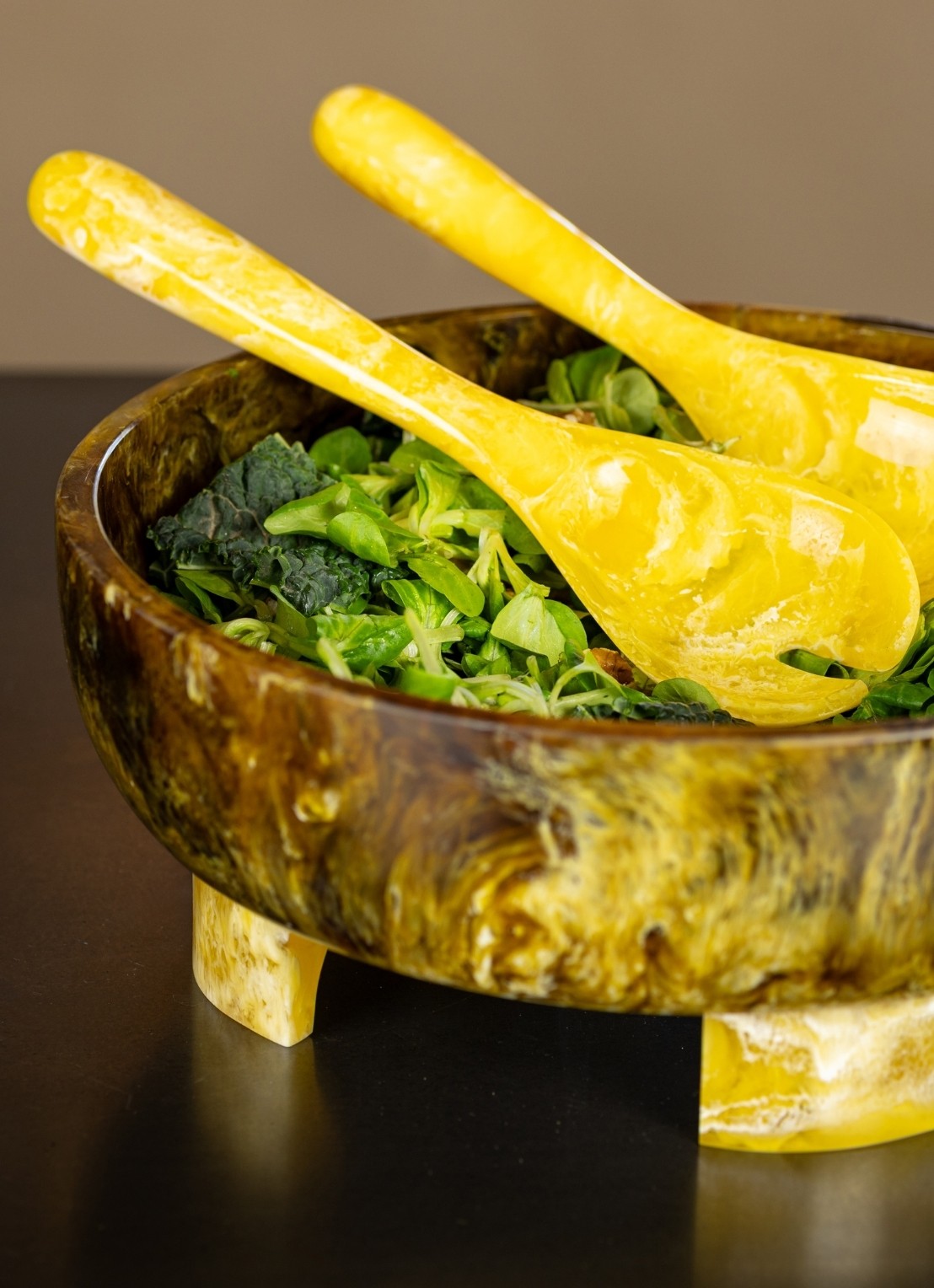 Brût Homeware Pavone saladebestek 2-delig - voorkant 4 geel