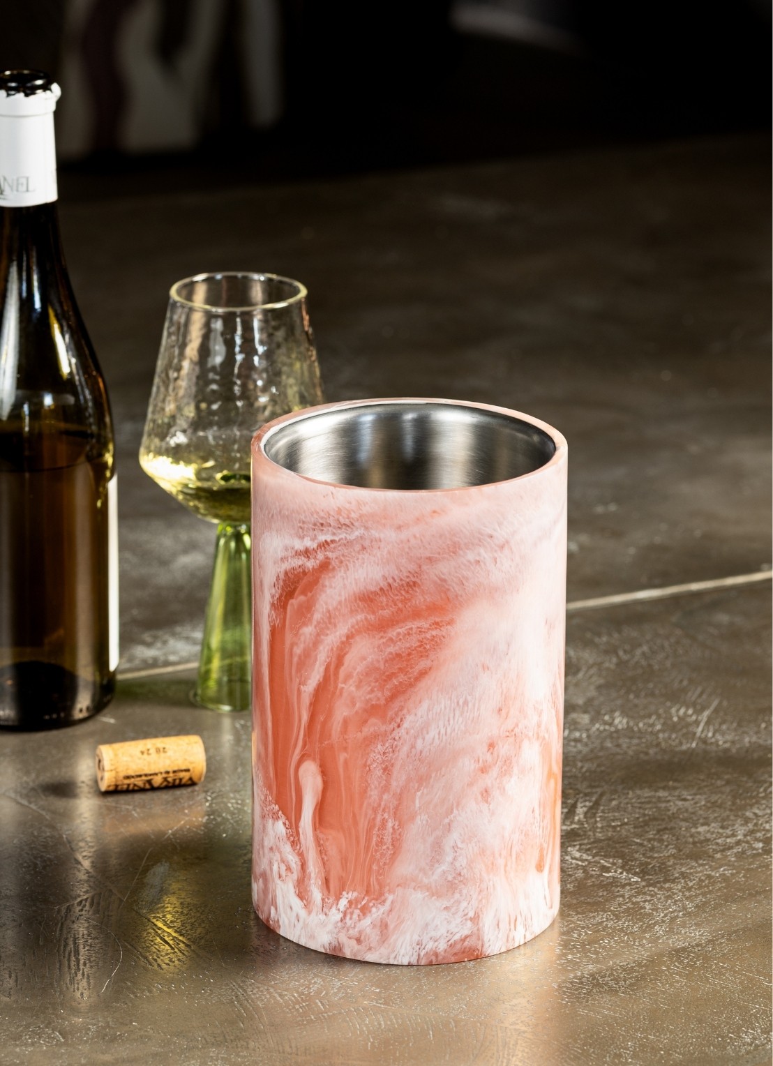 Brût Homeware Pavone wijnkoeler 20 cm - achterkant 4 roze