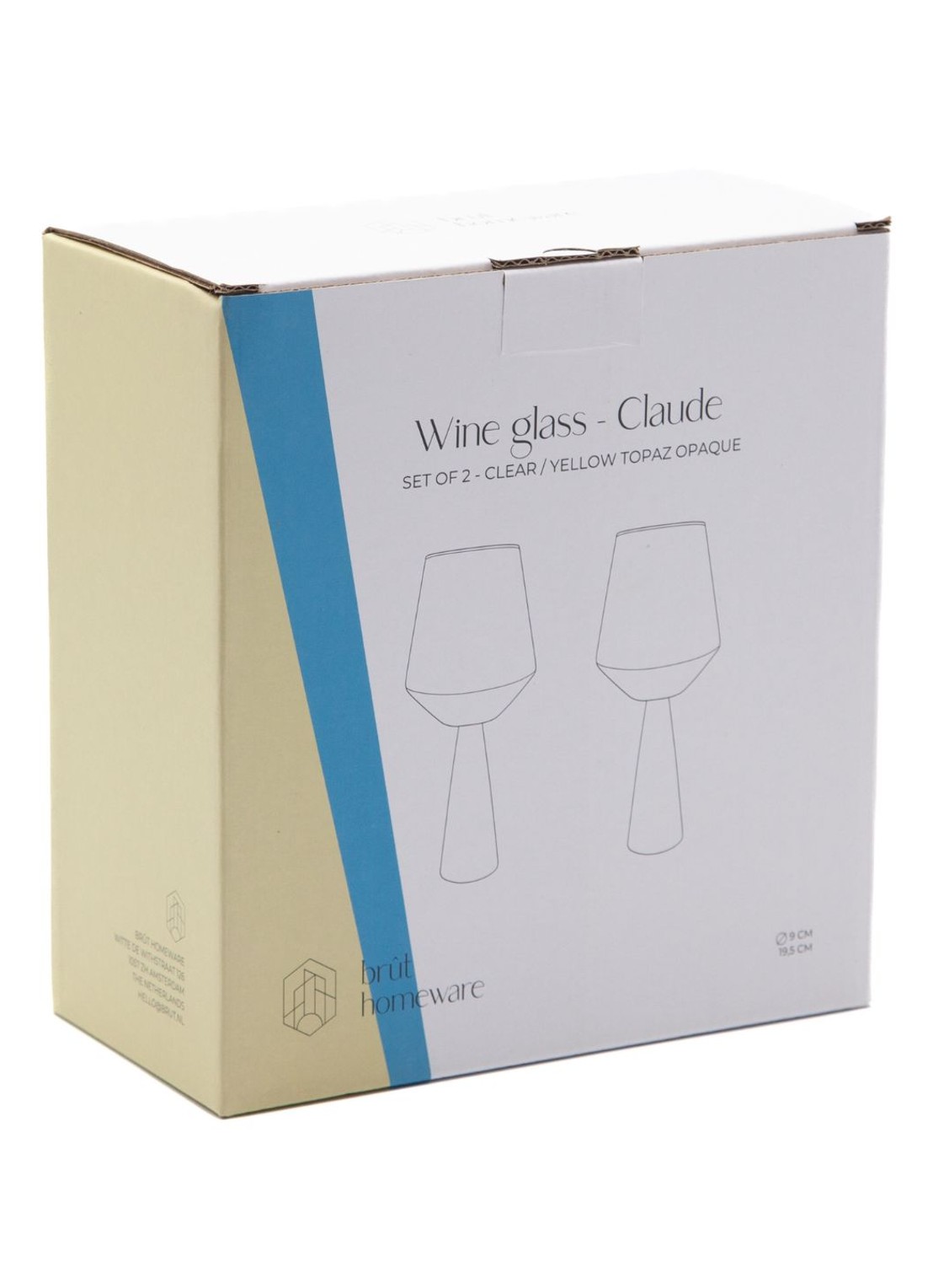 Brût Homeware Wijnglas 40 cl set van 2 - detail geel