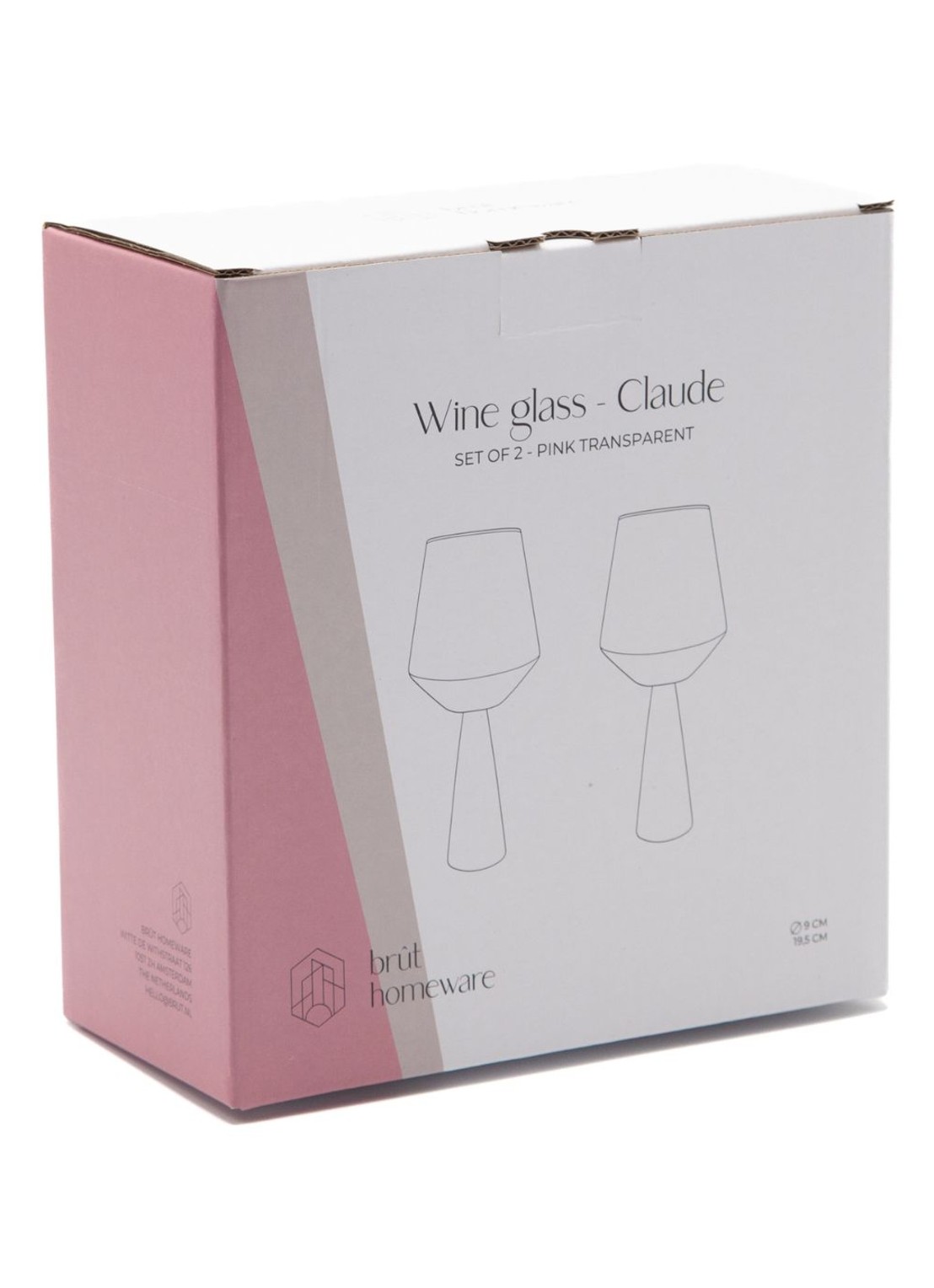 Brût Homeware Wijnglas 40 cl set van 2 - detail roze