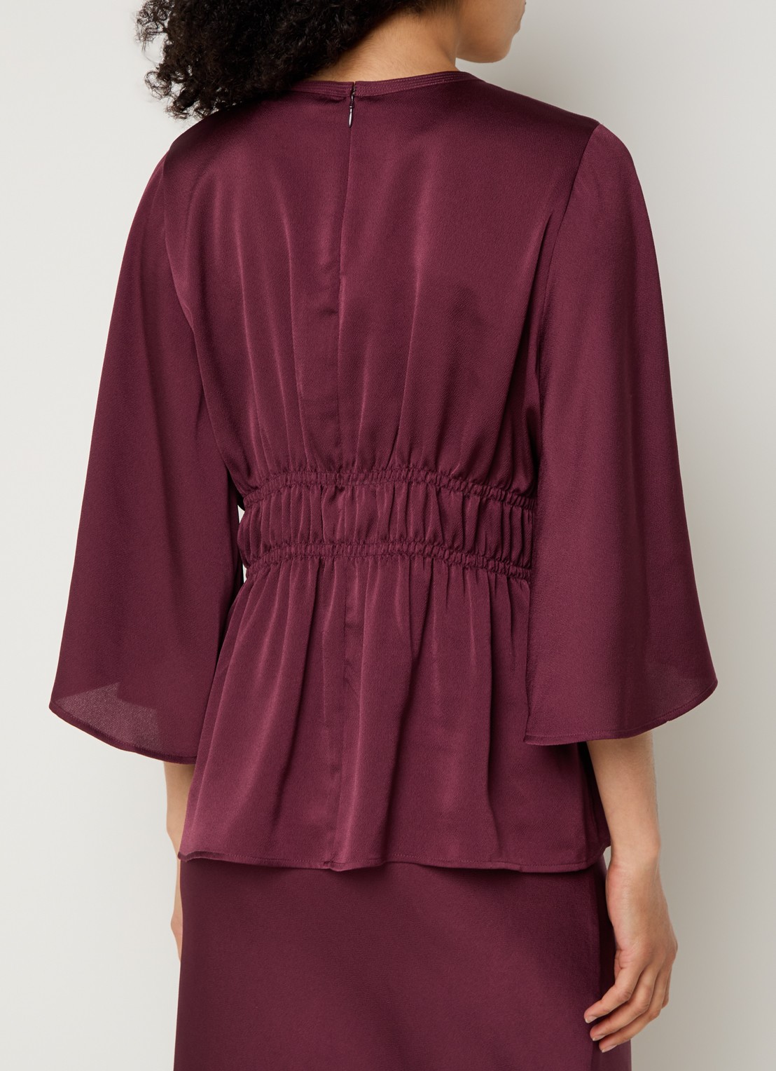 Bruuns Bazaar Acacia tuniek met plooidetail - achterkant 4 bordeauxrood