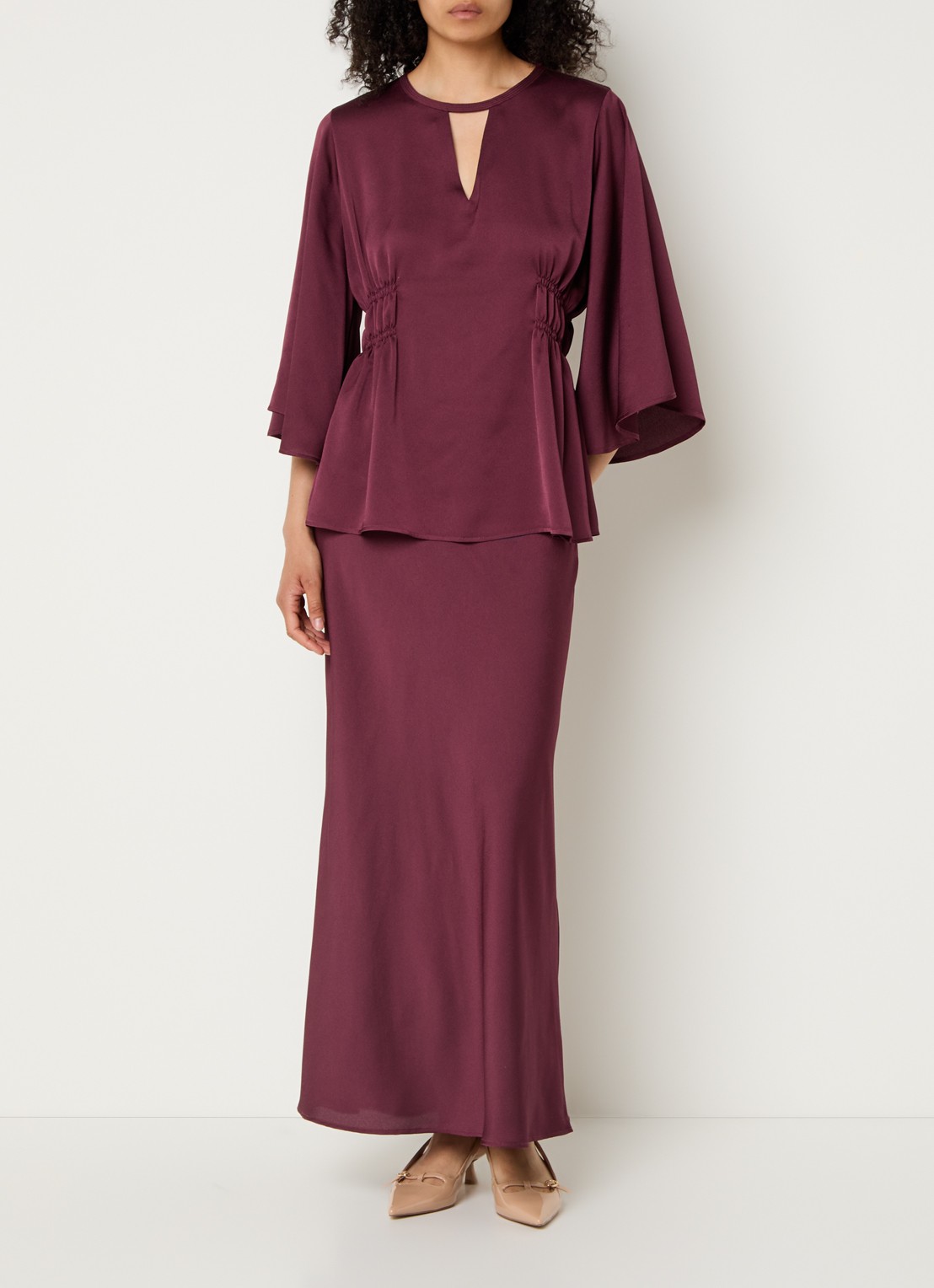 Bruuns Bazaar Acacia tuniek met plooidetail - voorkant 3 bordeauxrood