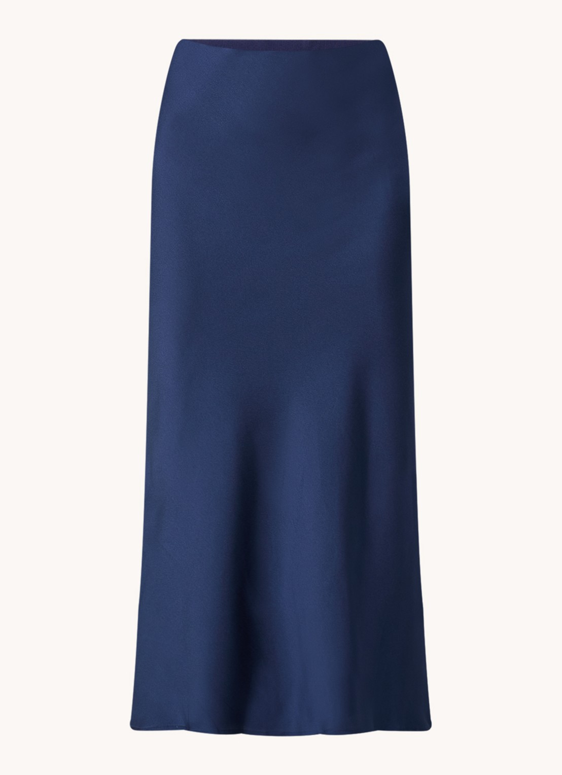 Bruuns Bazaar AcaciaBBJoanelle maxi rok van satijn - voorkant 3 donkerblauw