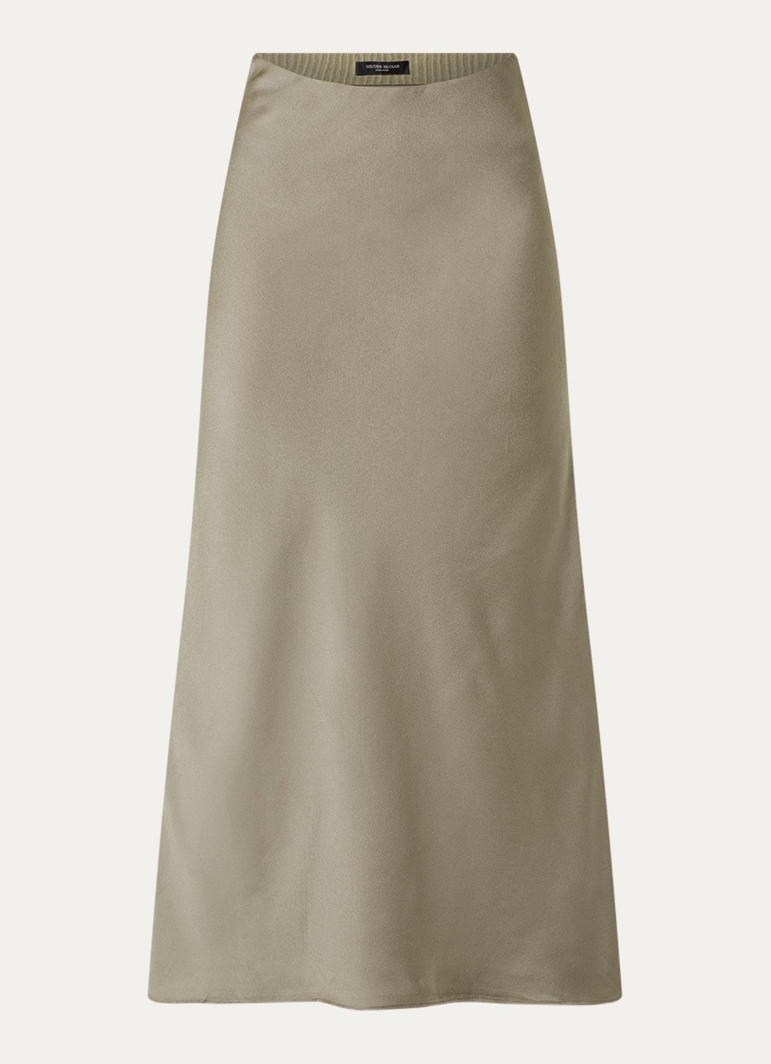 Bruuns Bazaar AcaciaBBJoanelle maxi rok van satijn - voorkant 3 donkerbeige