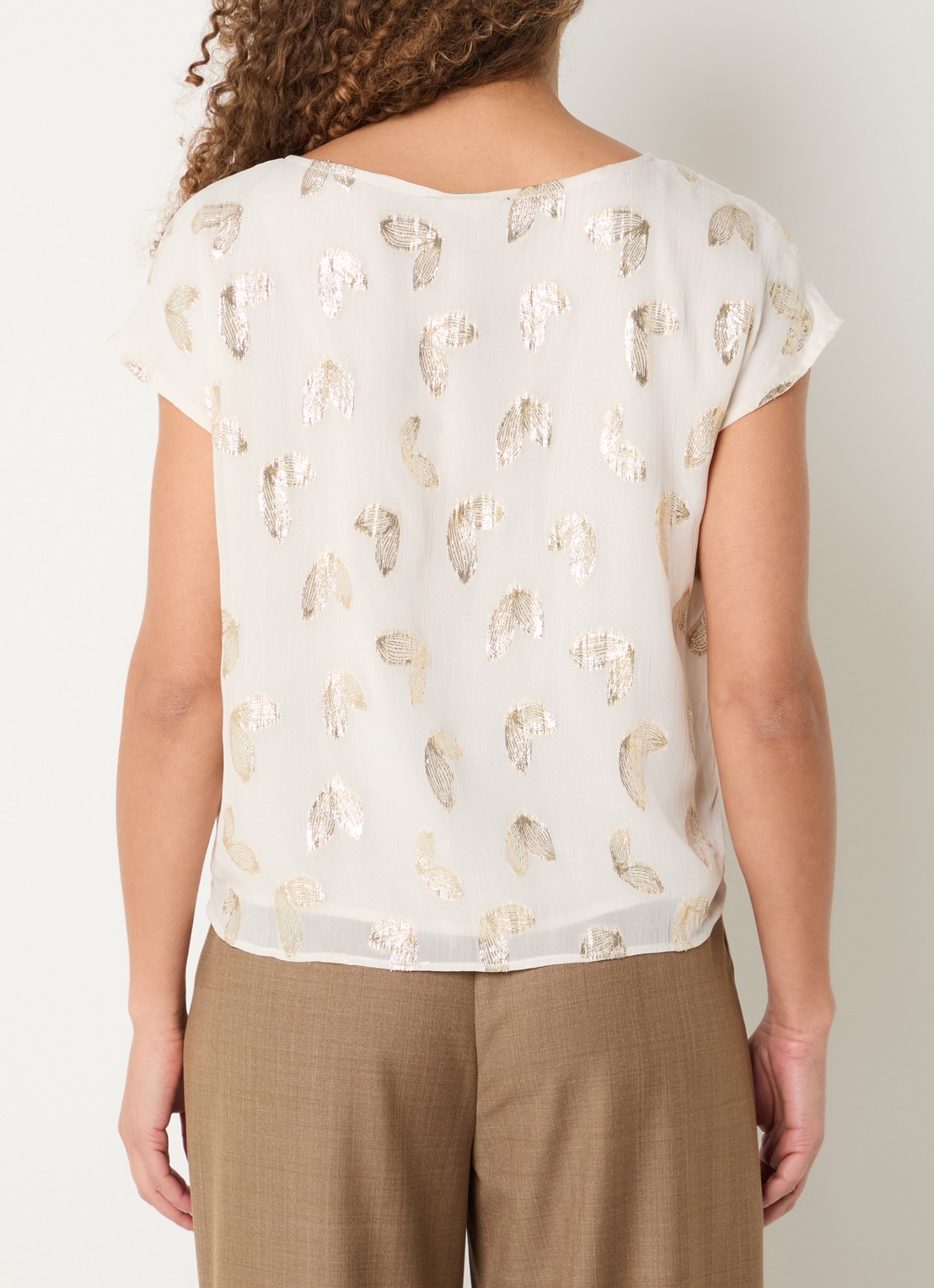 Bruuns Bazaar Aloa top met print en lurex - achterkant 3 creme