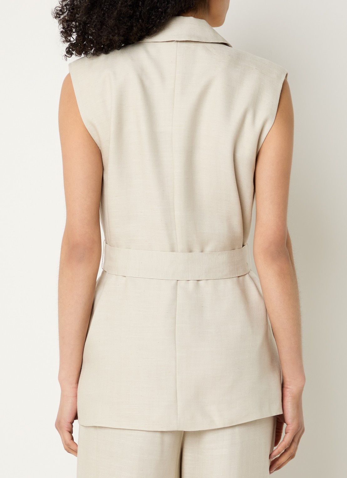 Bruuns Bazaar Alphandra gilet met strikceintuur - achterkant gebroken wit