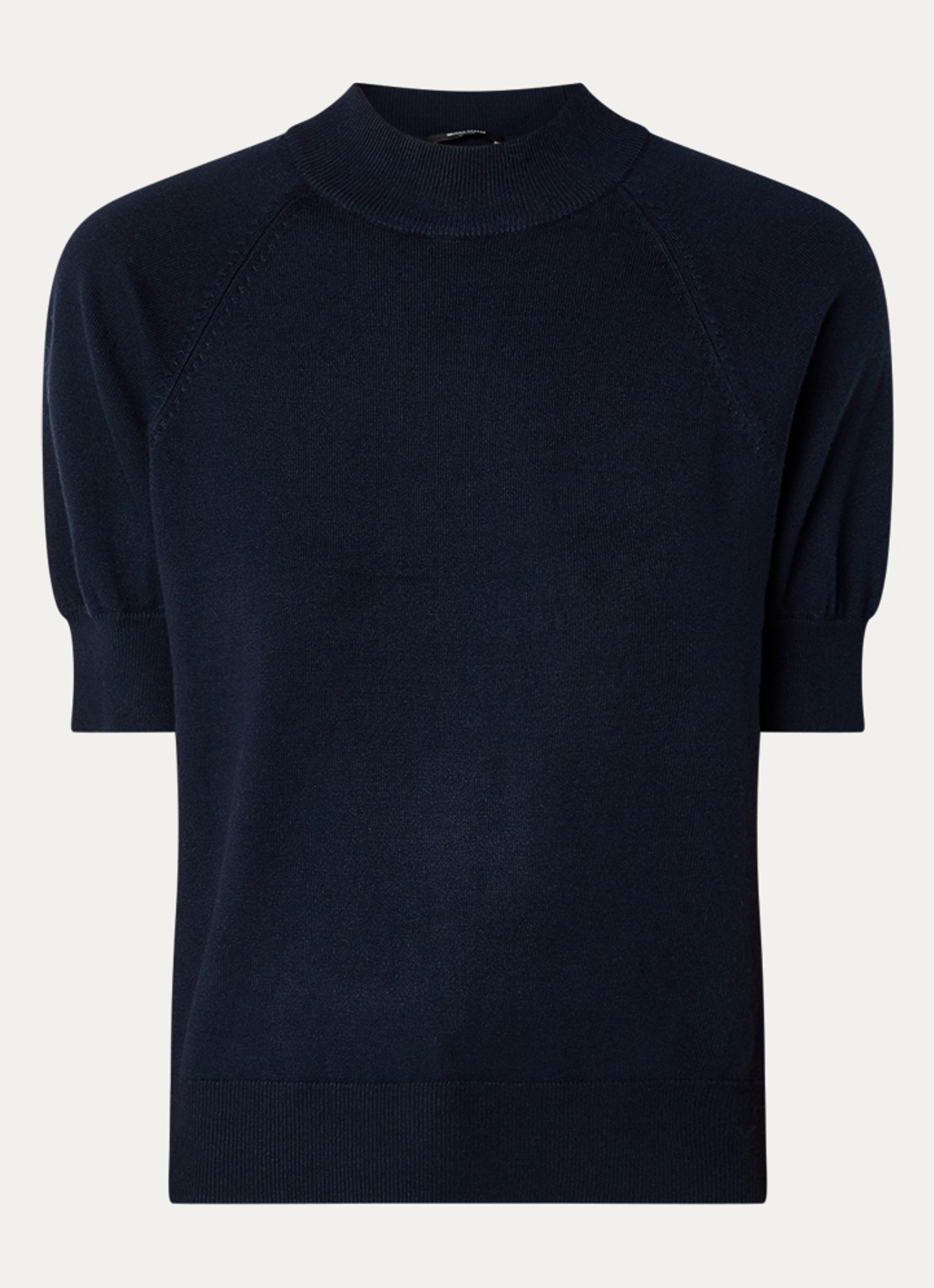 Bruuns Bazaar Anemone Halias fijngebreide top met pofmouw - voorkant 2 donkerblauw