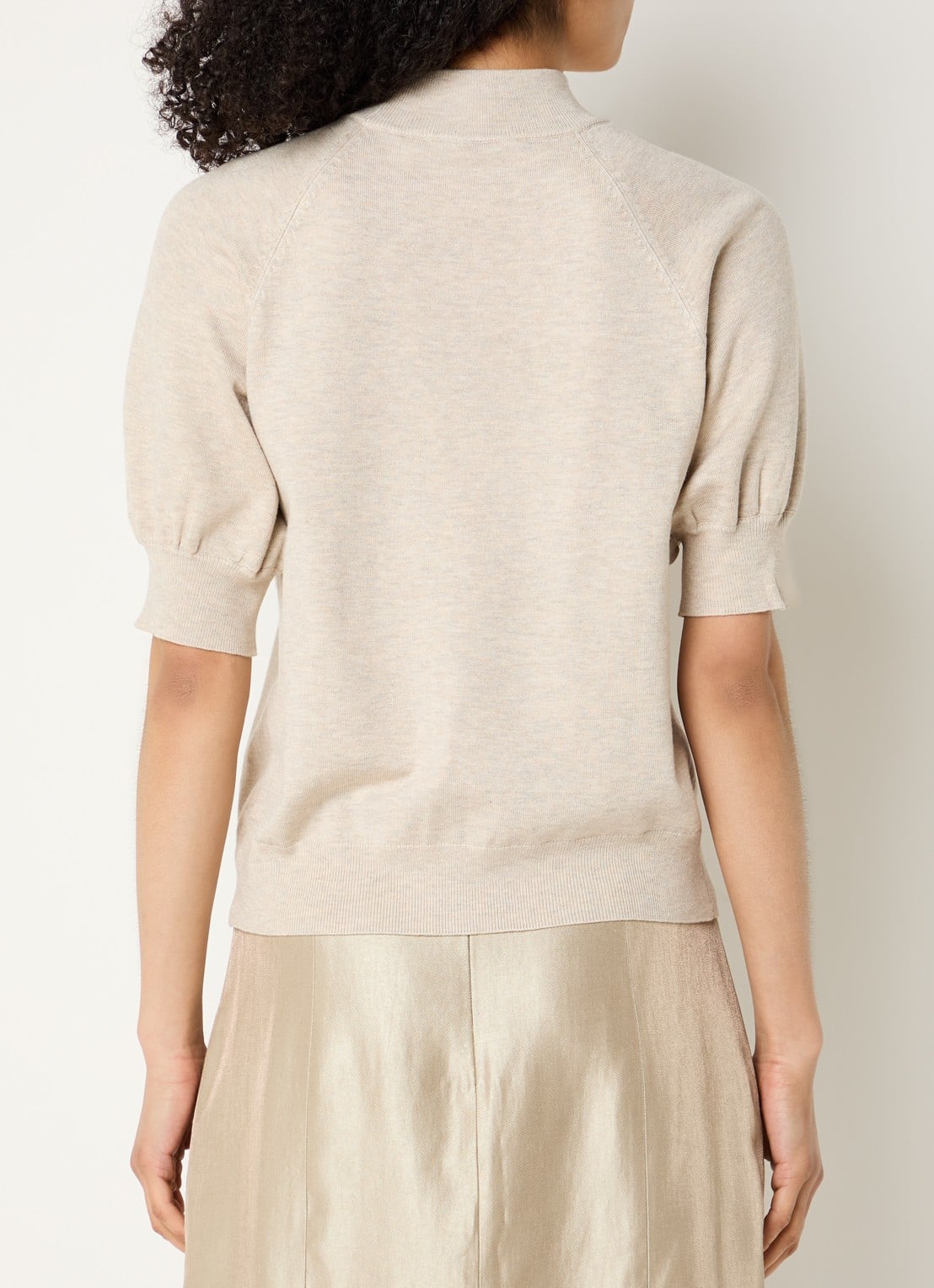 Bruuns Bazaar Anemone Halias fijngebreide top met pofmouw - achterkant 3 creme