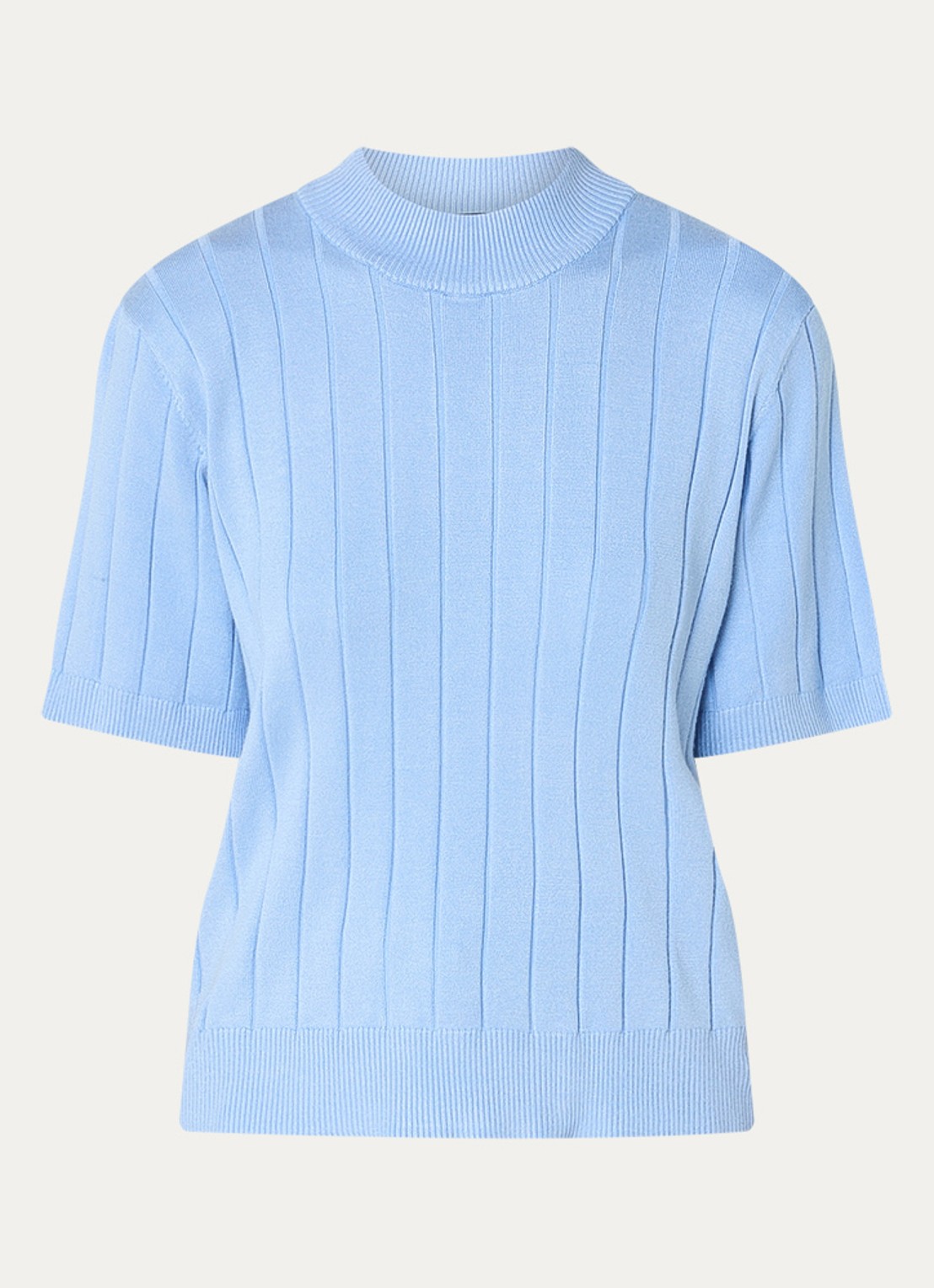 Bruuns Bazaar AnemoneBBGlady fijngebreide top met ribstructuur - voorkant 3 blauw