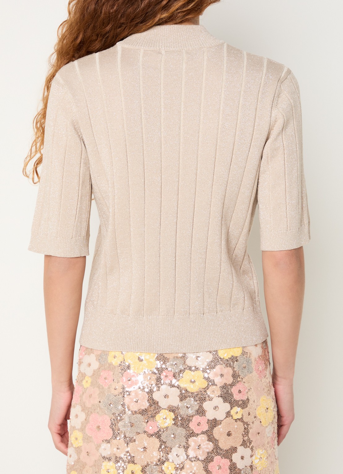 Bruuns Bazaar AnemoneBBGlady fijngebreide top met ribstructuur - achterkant 2 beige