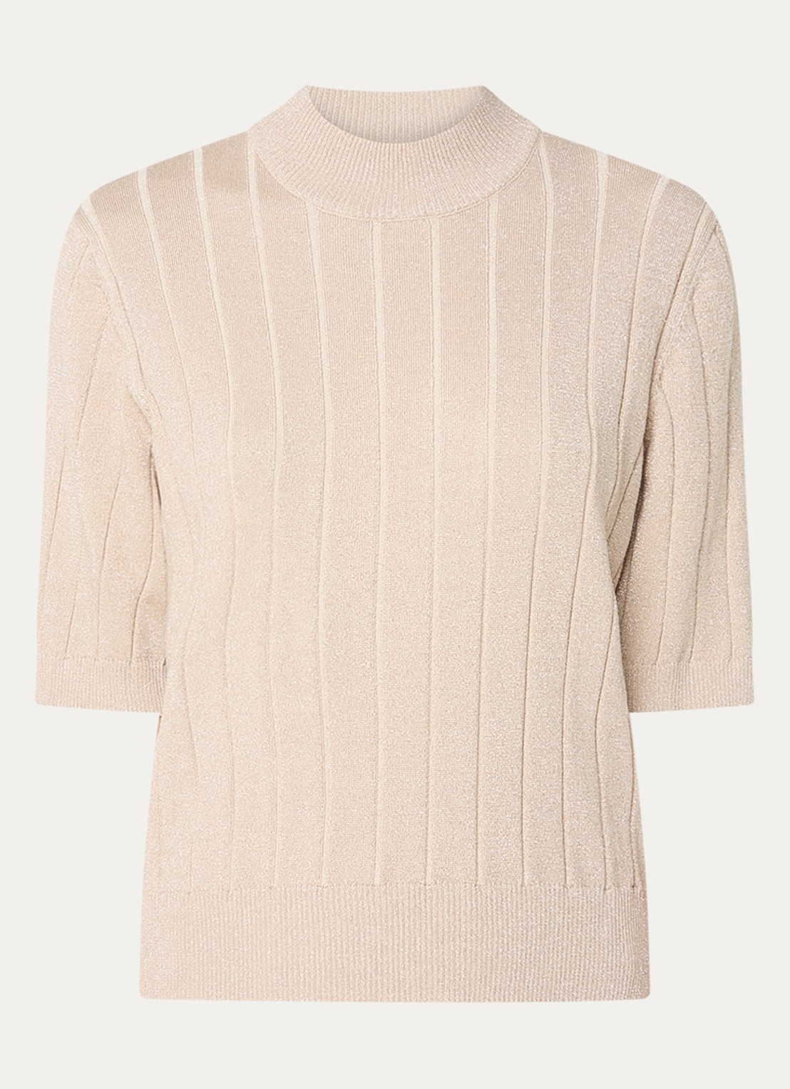 Bruuns Bazaar AnemoneBBGlady fijngebreide top met ribstructuur - voorkant 3 beige