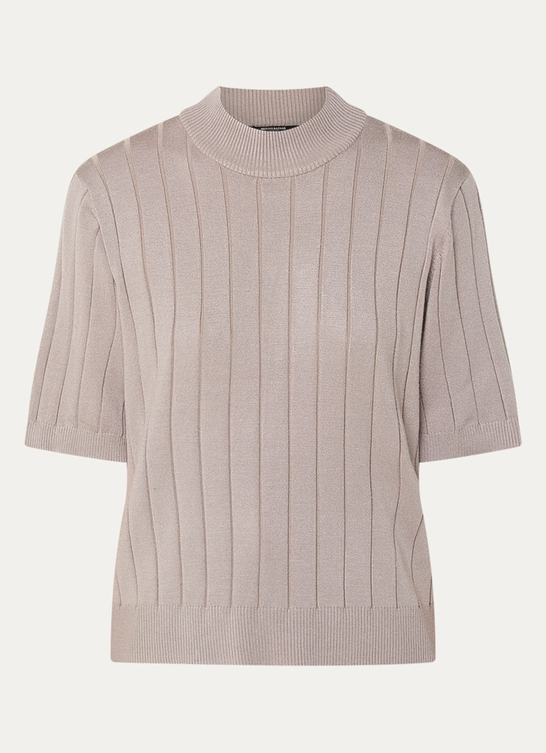 Bruuns Bazaar AnemoneBBGlady fijngebreide top met ribstructuur - voorkant 2 donkerbeige