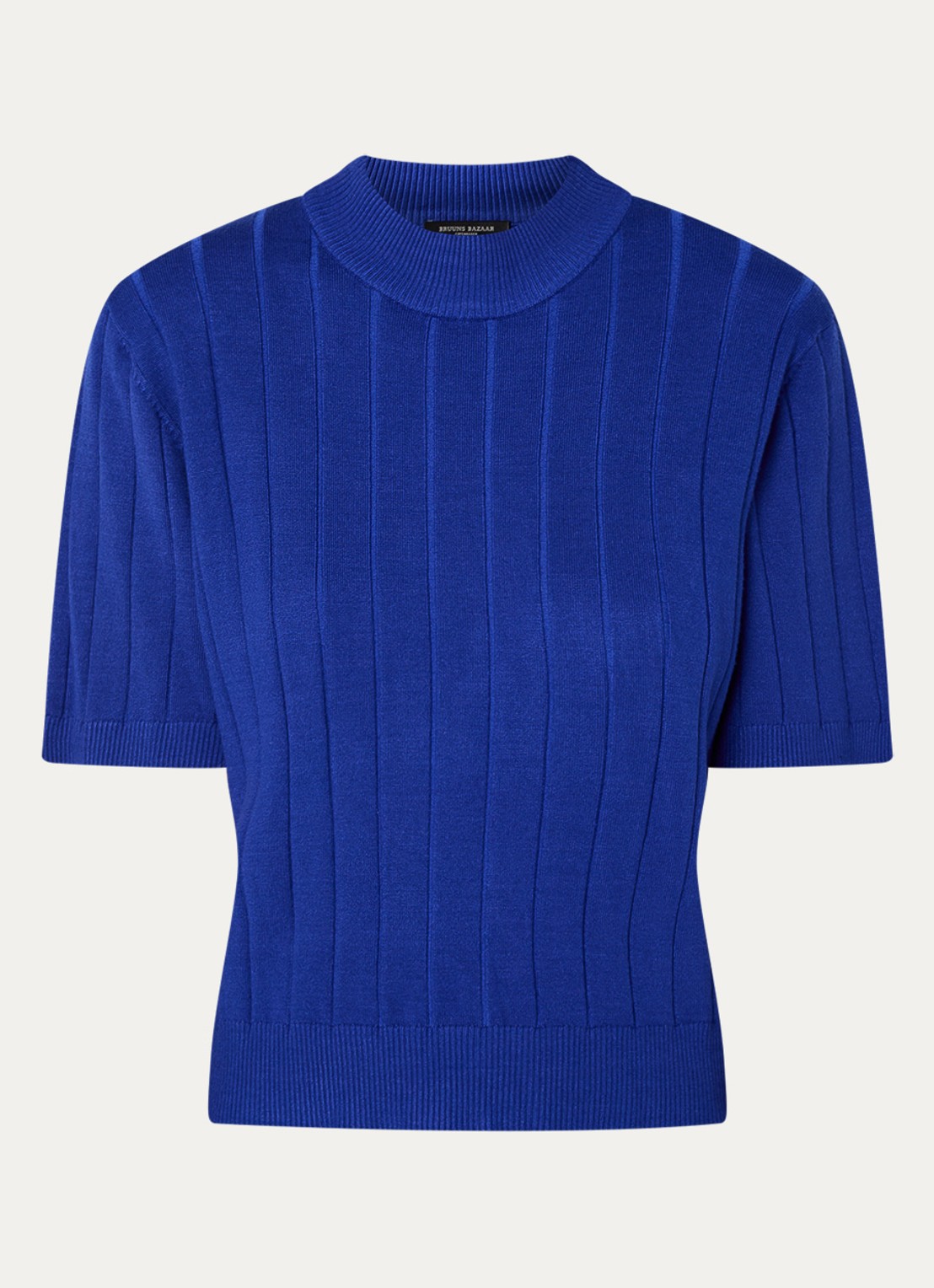 Bruuns Bazaar AnemoneBBGlady fijngebreide top met ribstructuur - voorkant 2 royalblauw