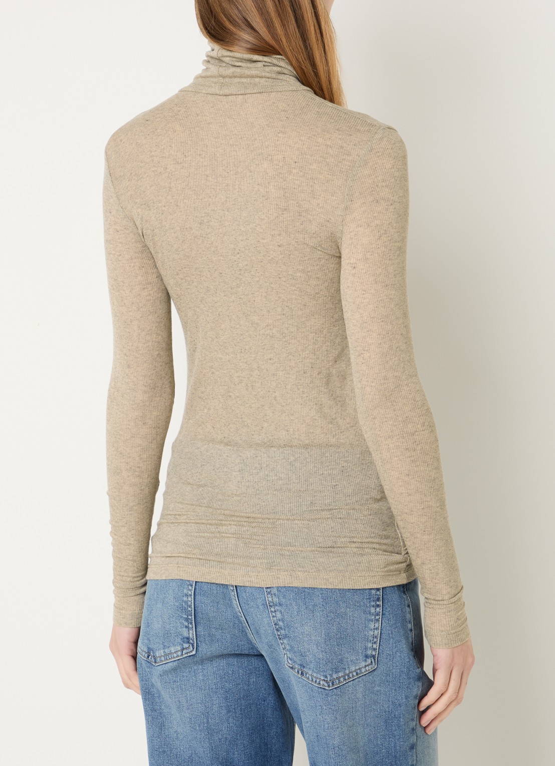 Bruuns Bazaar Angela fijngebreide top in wolblend met col - achterkant 2 beige